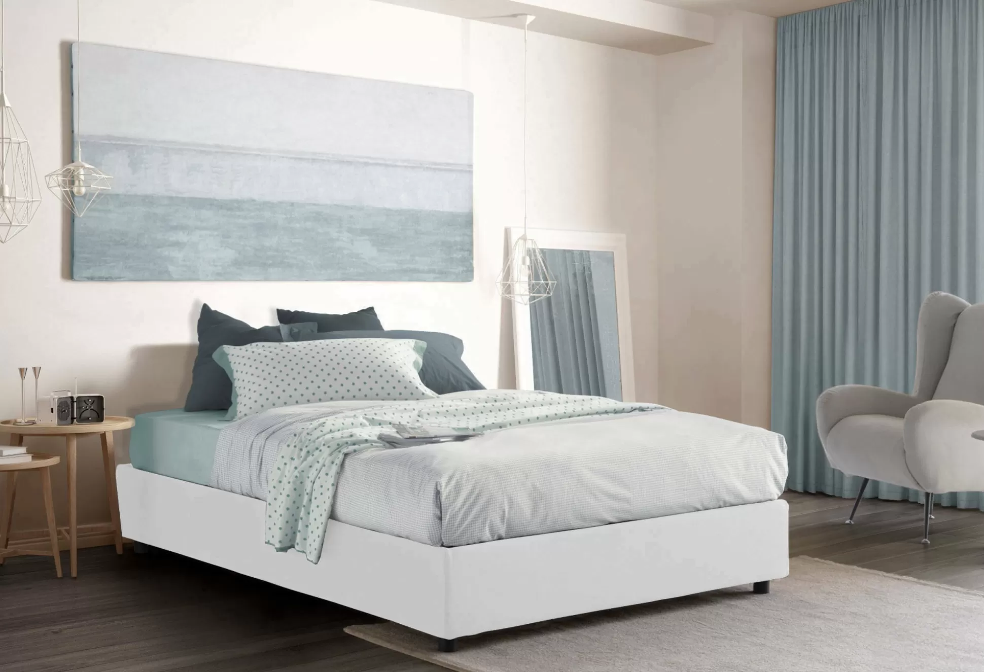 Dmora Letti Alla Francese<Letto alla francese Arto, con materasso Cm 140x190 incluso,