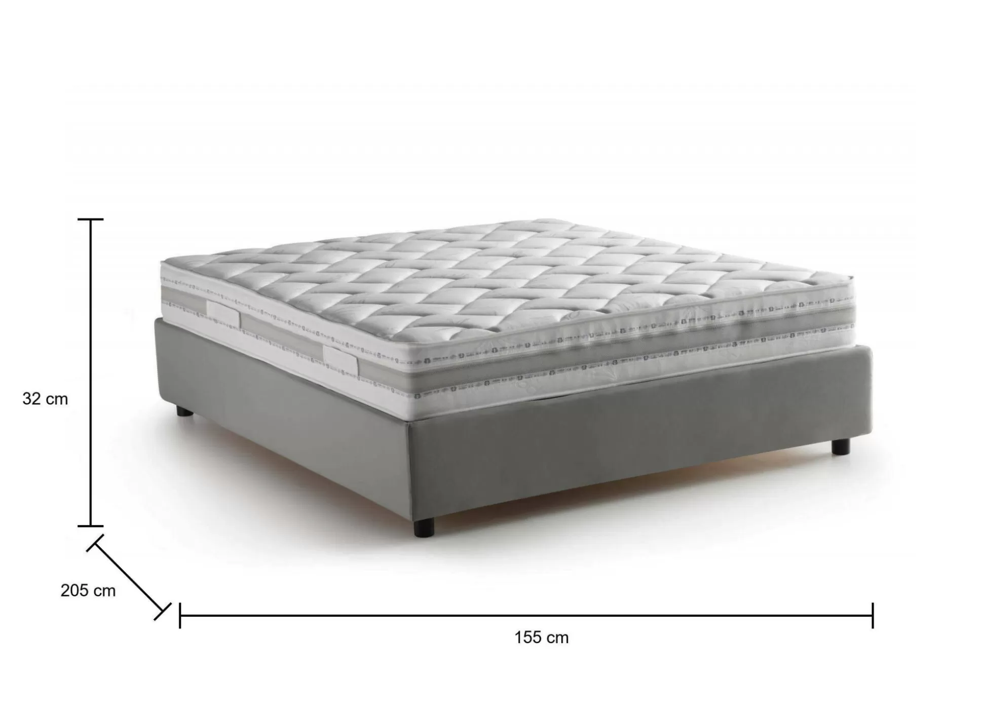 Dmora Letti Alla Francese<Letto alla francese Arto, con materasso Cm 140x190 incluso,