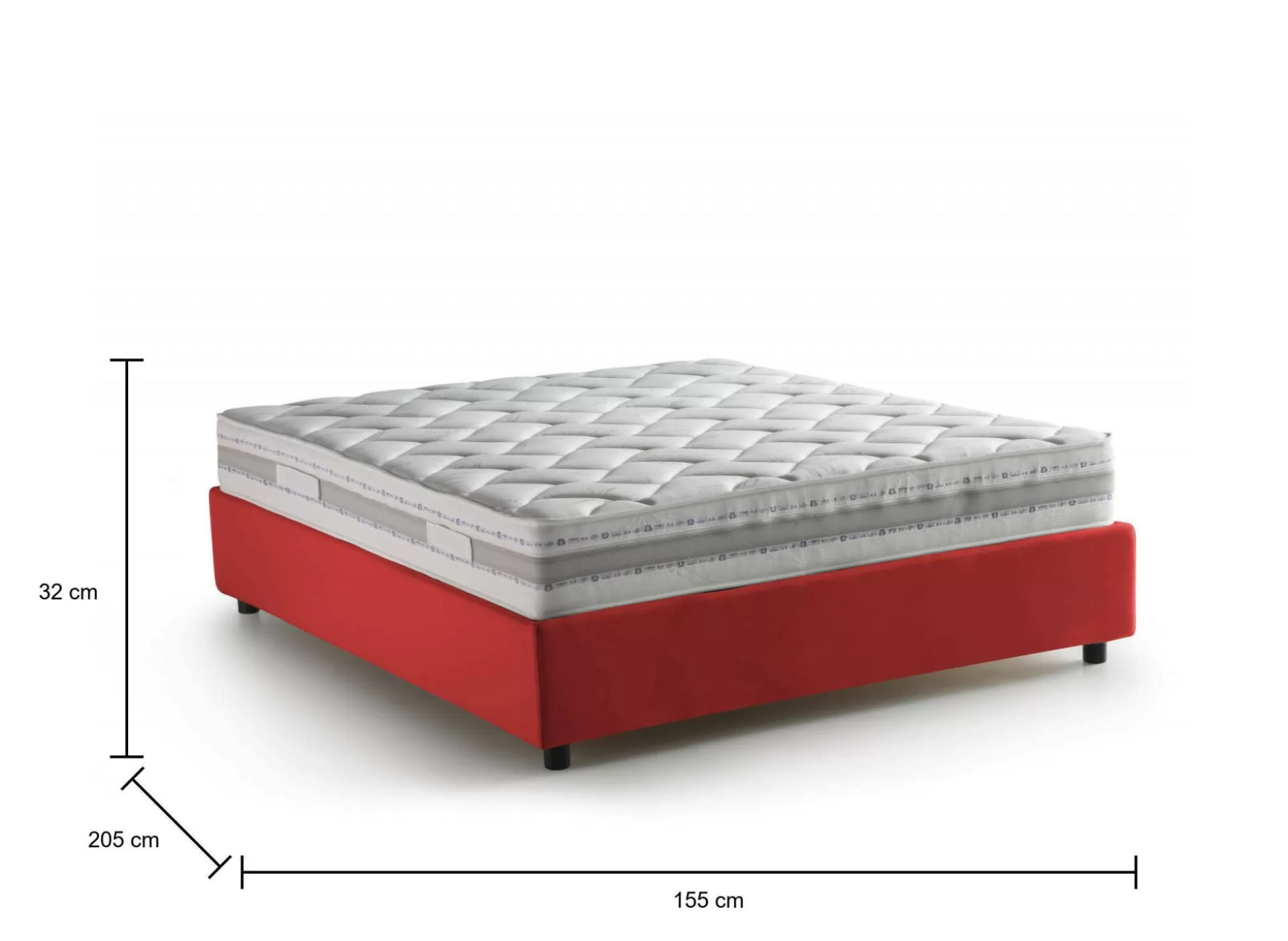 Dmora Letti Alla Francese<Letto alla francese Arto, con materasso Cm 140x190 incluso,