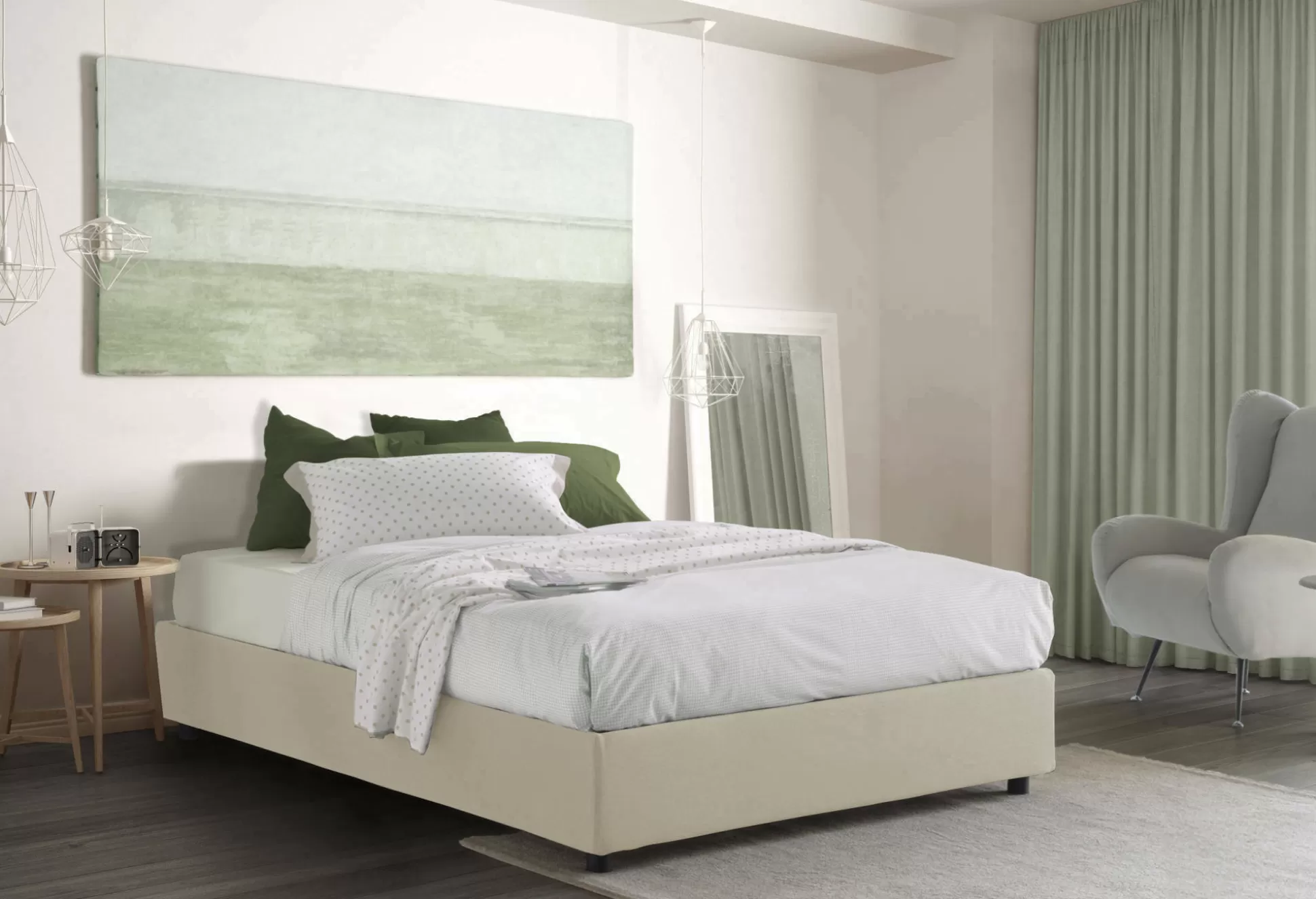 Dmora Letti Alla Francese<Letto alla francese Arvic, adatto per materasso Cm 140x200,
