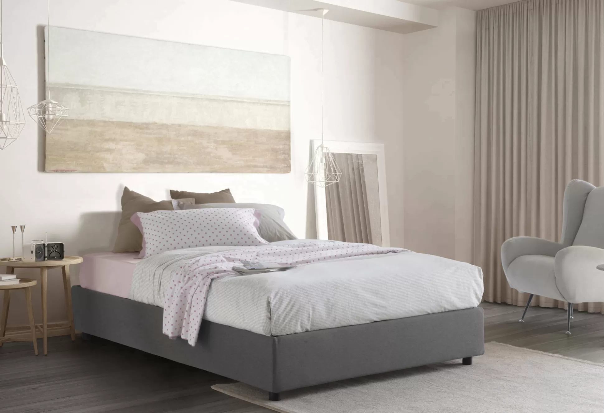 Dmora Letti Alla Francese<Letto alla francese Attilino, adatto per materasso Cm 140x190,