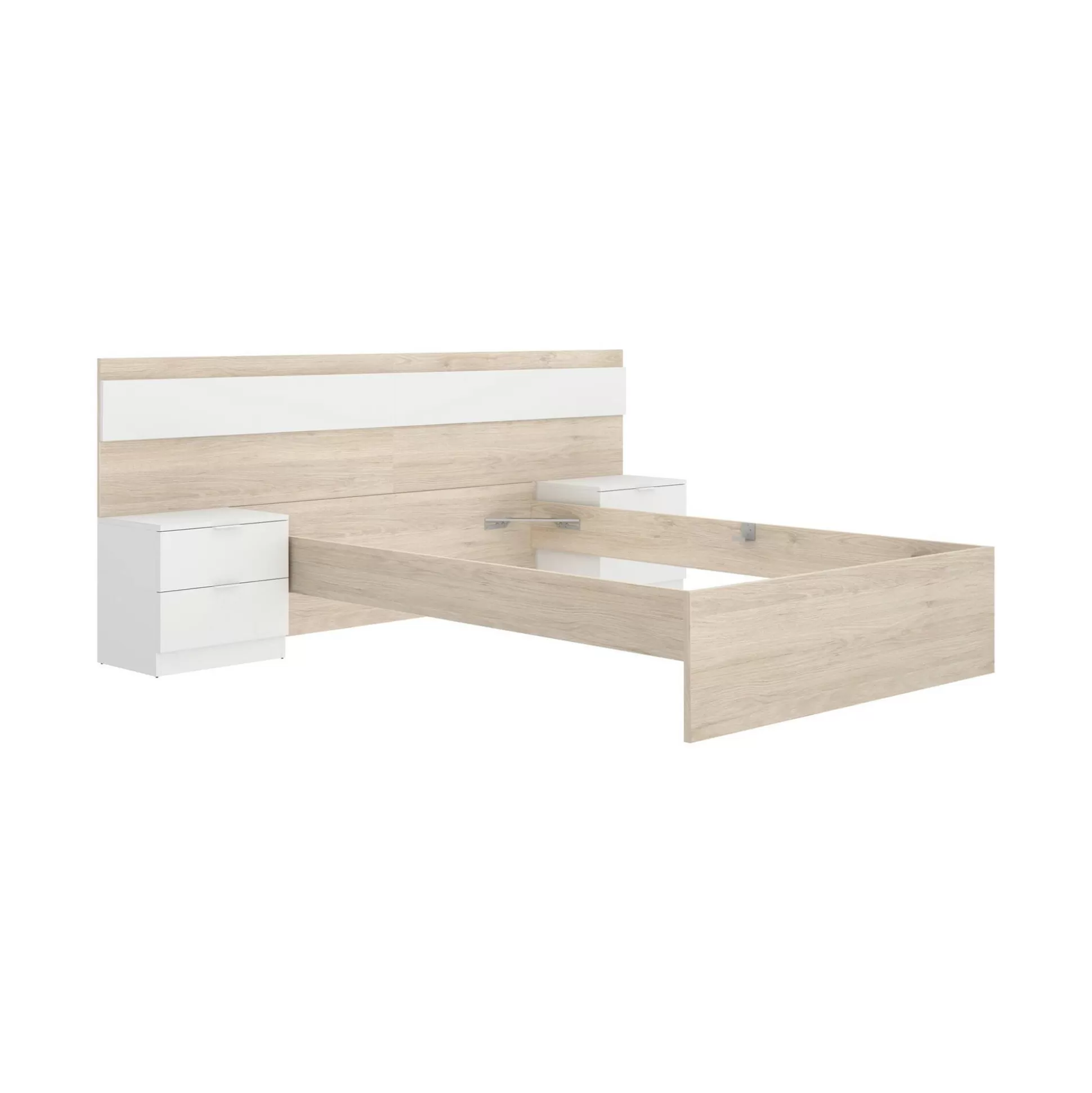 Dmora Letti Alla Francese<Letto alla francese Bonnie, 248x195 h96 cm, Rovere e Bianco