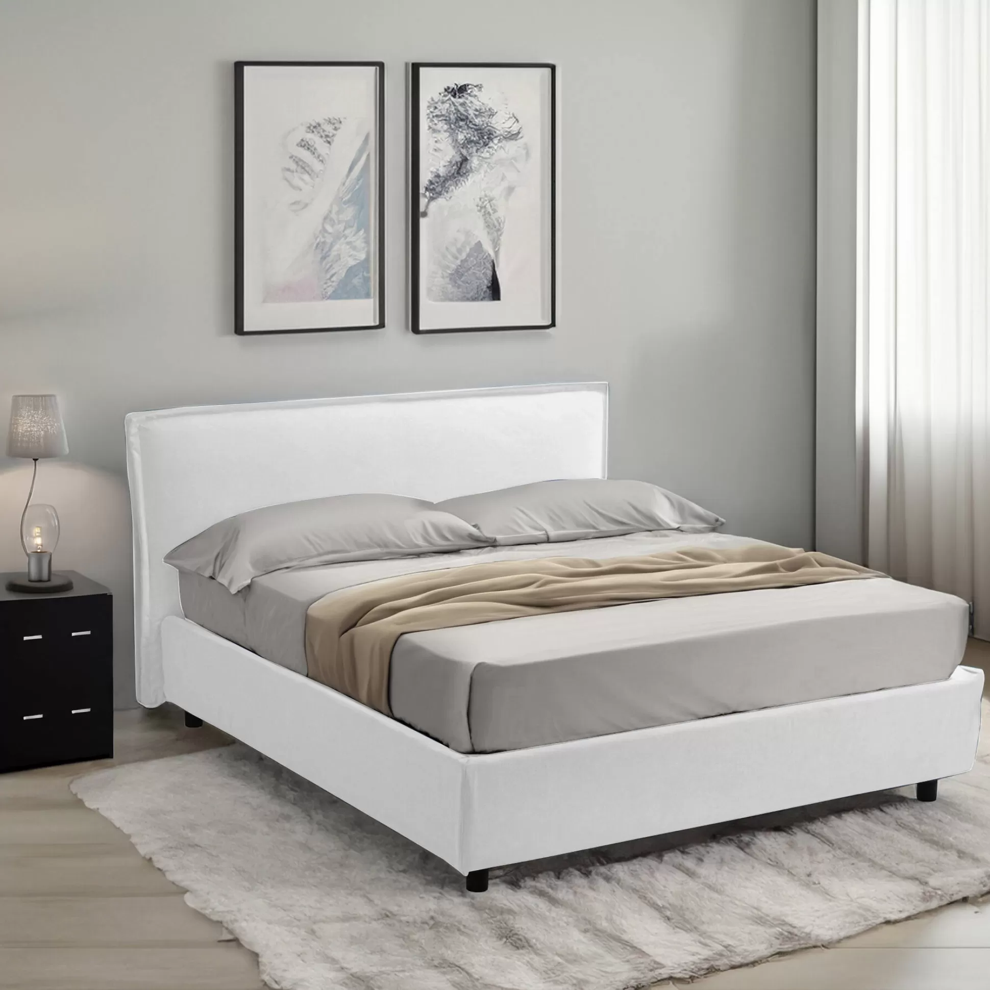 Dmora Letti Alla Francese<Letto alla francese Brienza, Con materasso Cm 120x200 incluso,