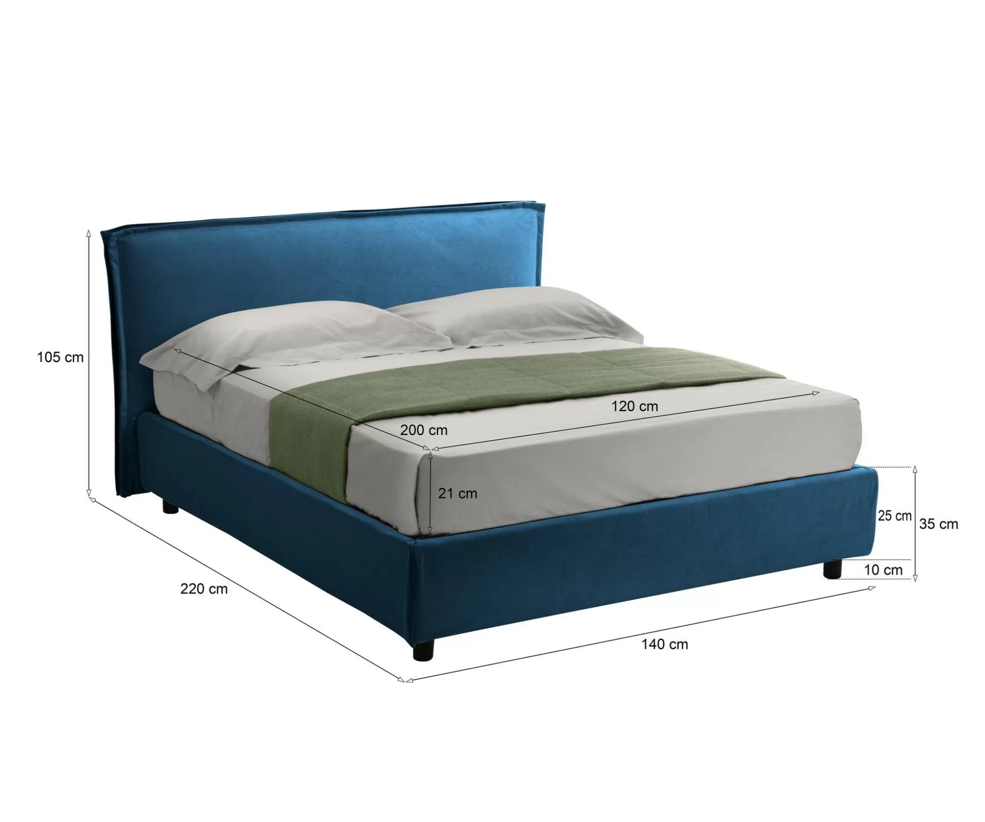 Dmora Letti Alla Francese<Letto alla francese Brienza, Con materasso Cm 120x200 incluso,