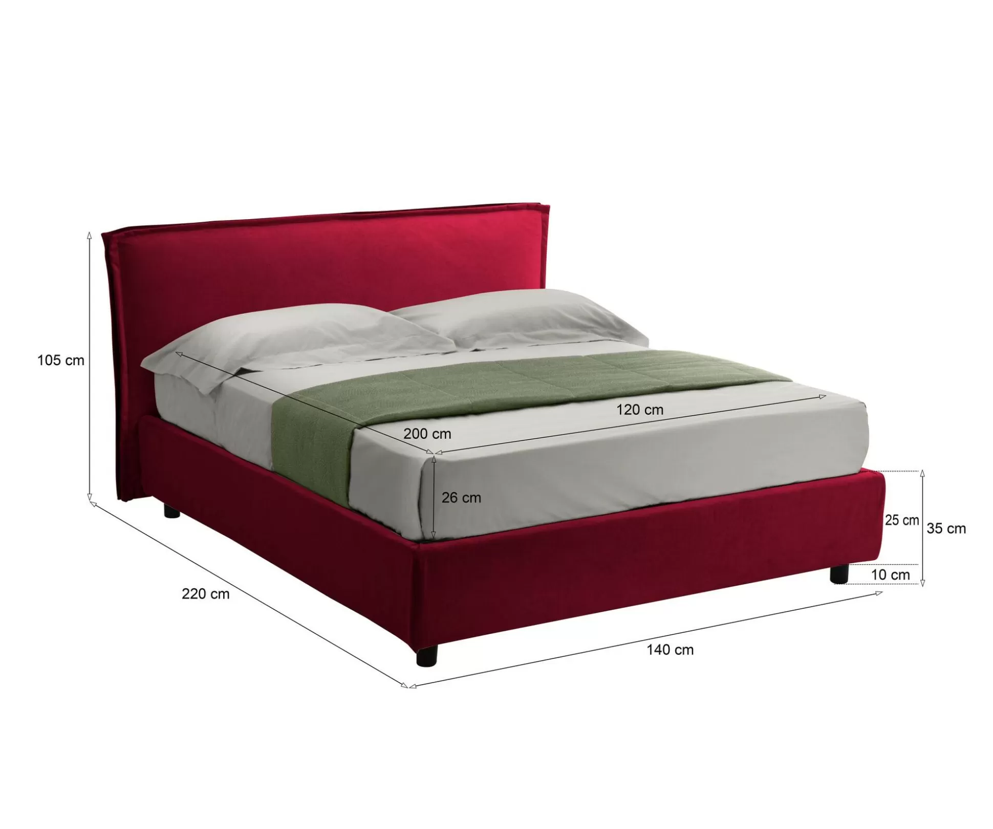 Dmora Letti Alla Francese<Letto alla francese Brienza, Con materasso Cm 120x200 incluso,