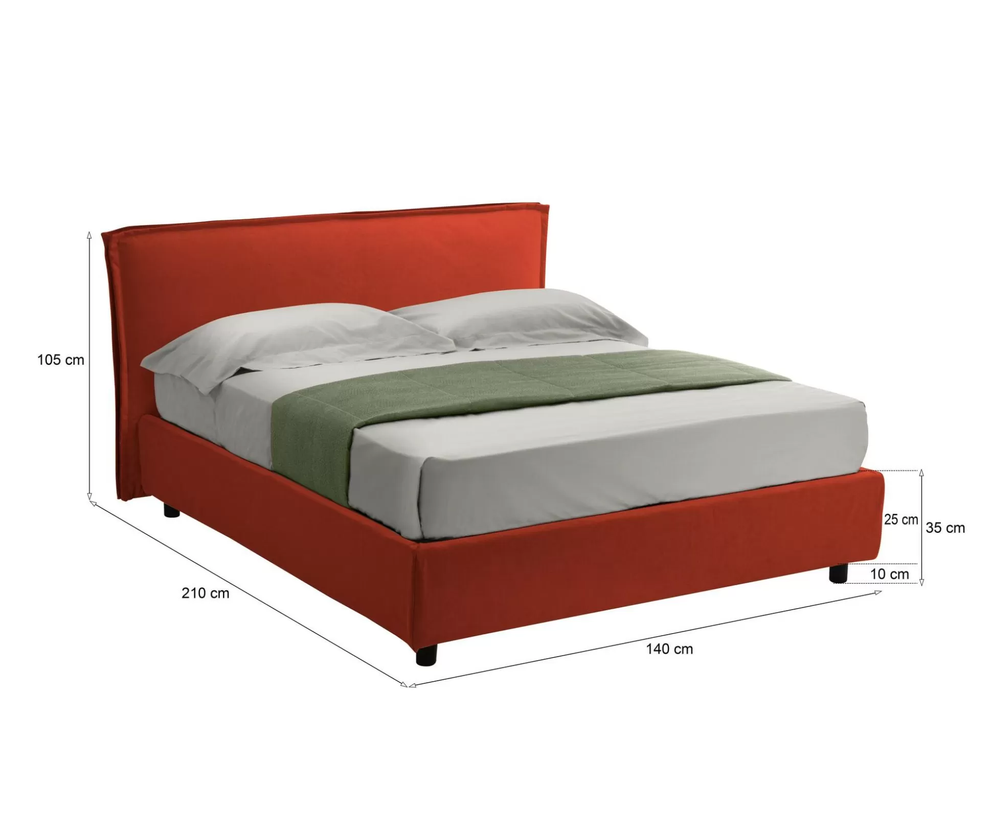 Dmora Letti Alla Francese<Letto alla francese Bronte, Adatto a materasso Cm 120x190,