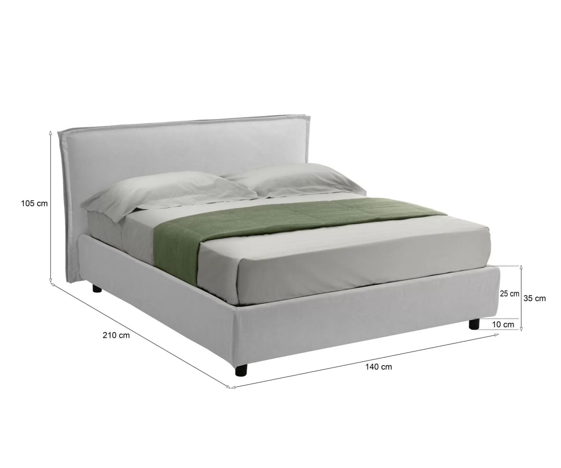Dmora Letti Alla Francese<Letto alla francese Bronte, Adatto a materasso Cm 120x190,