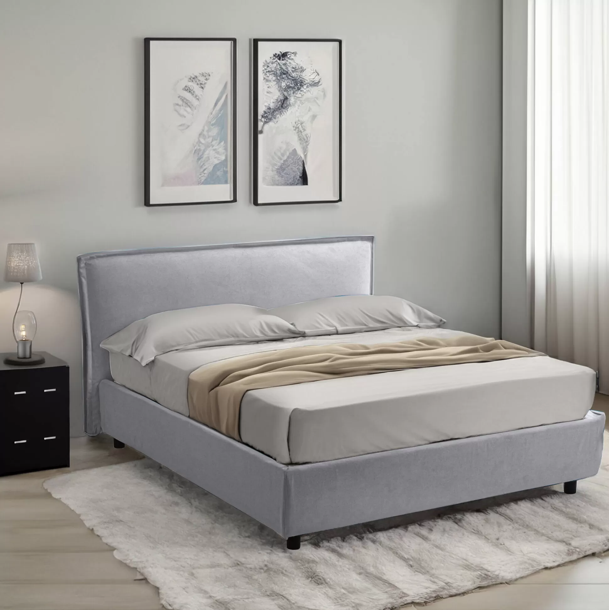 Dmora Letti Alla Francese<Letto alla francese Bronte, Adatto a materasso Cm 120x190,