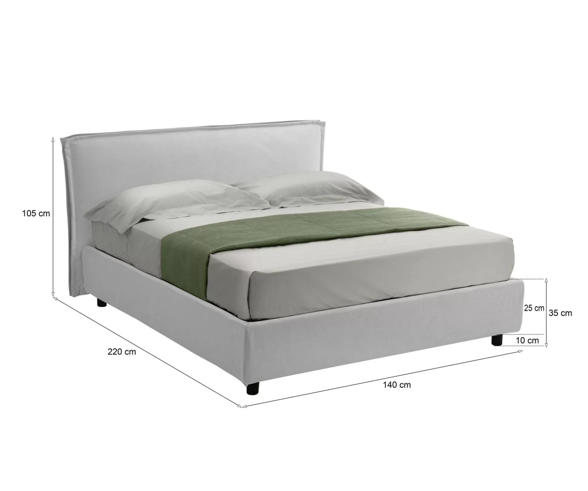 Dmora Letti Alla Francese<Letto alla francese Brosso, Adatto a materasso Cm 120x200,