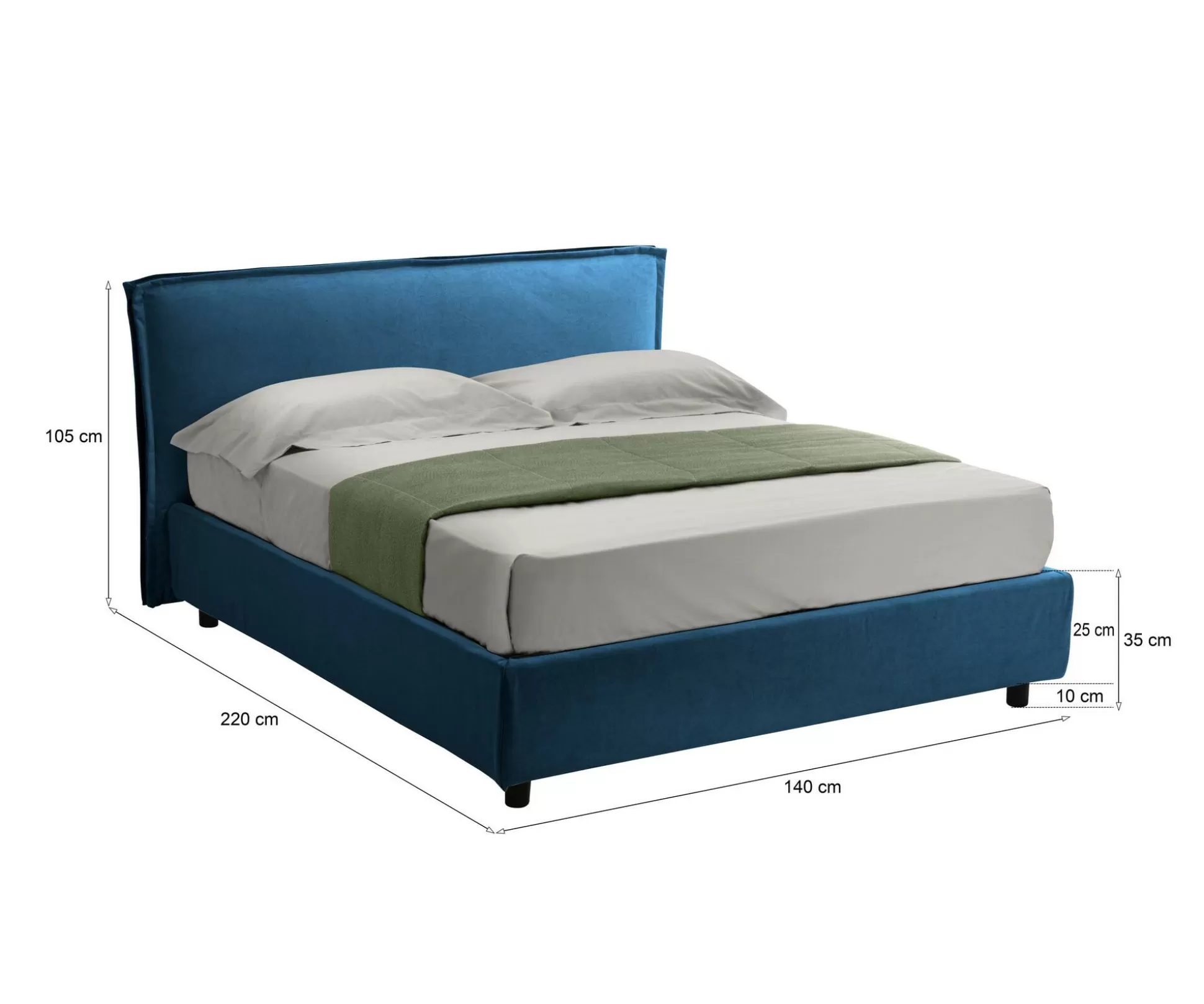 Dmora Letti Alla Francese<Letto alla francese Brosso, Adatto a materasso Cm 120x200,