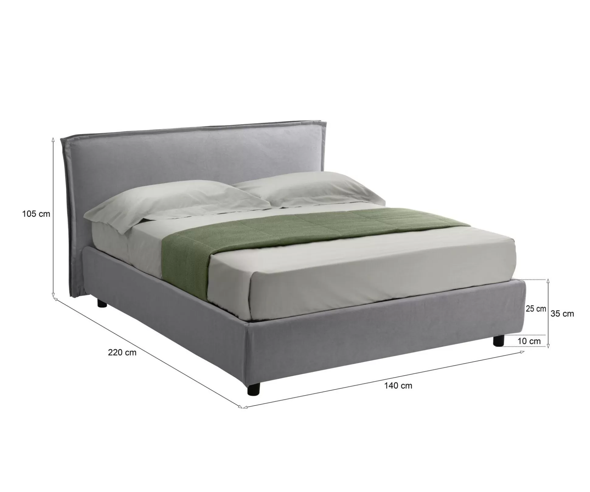 Dmora Letti Alla Francese<Letto alla francese Brosso, Adatto a materasso Cm 120x200,