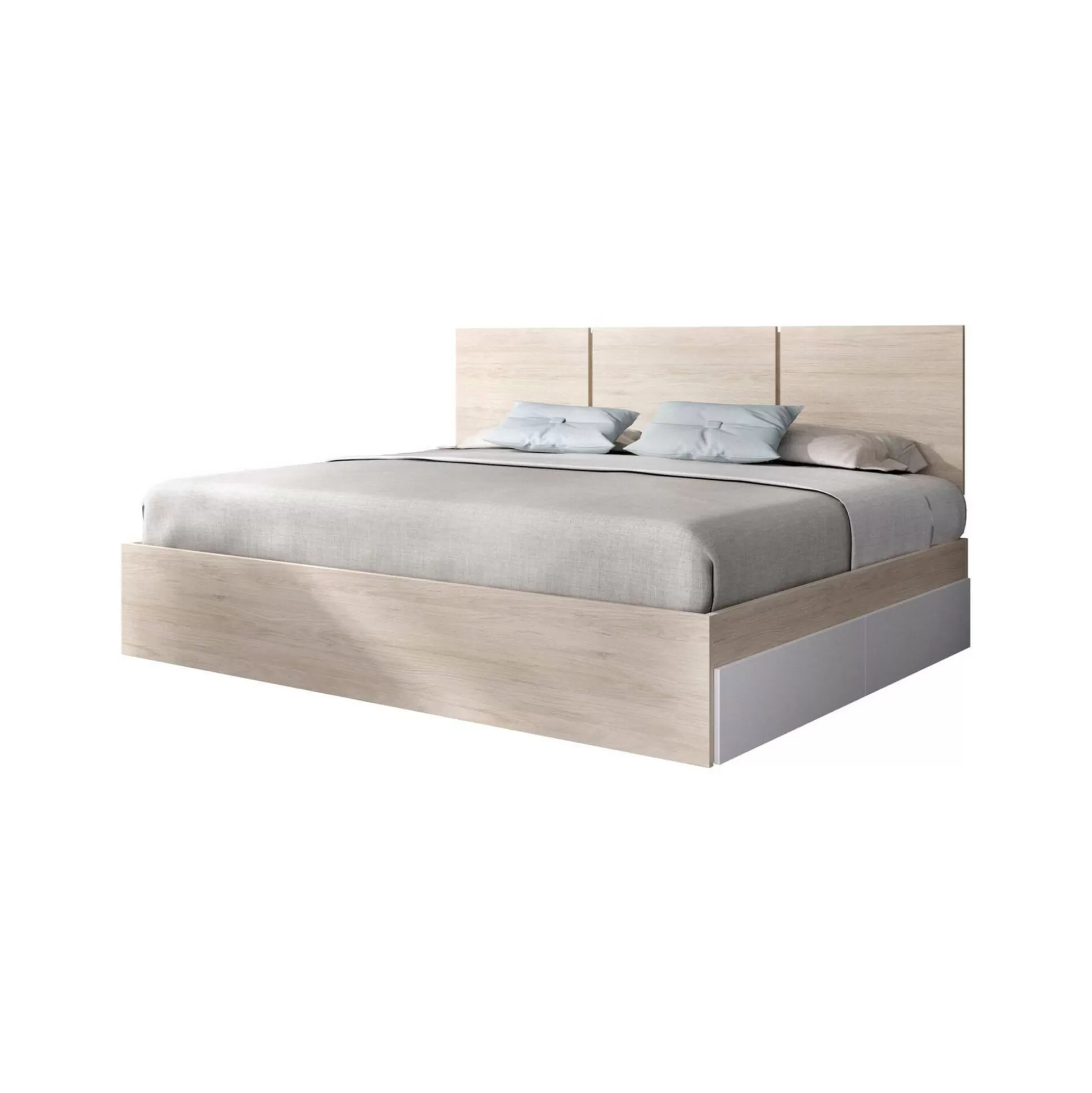 Dmora Letti Alla Francese<Letto alla francese Villata, 146x195 h96 cm, Bianco e Rovere