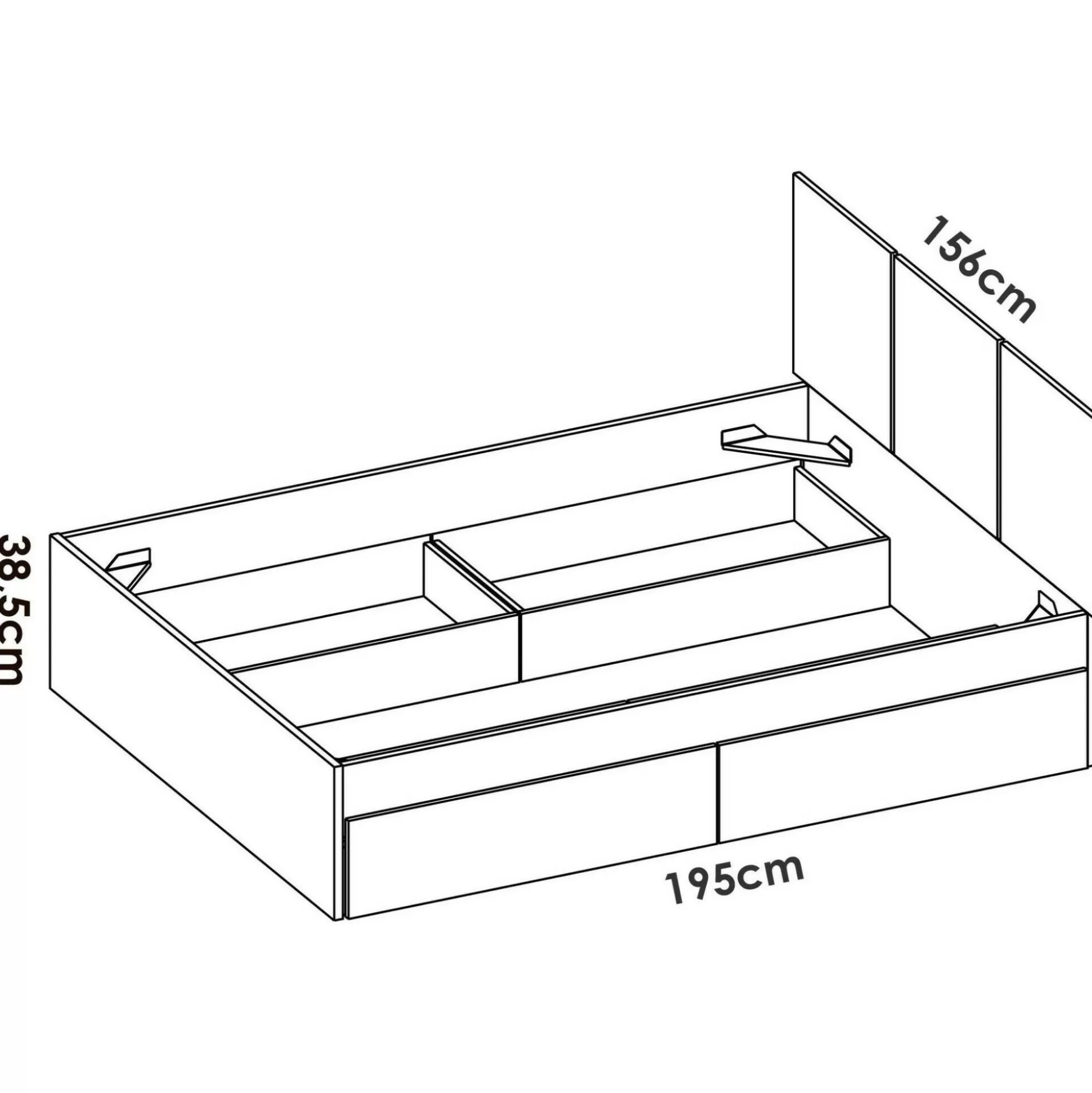 Dmora Letti Alla Francese<Letto alla francese Villata, 146x195 h96 cm, Bianco e Rovere