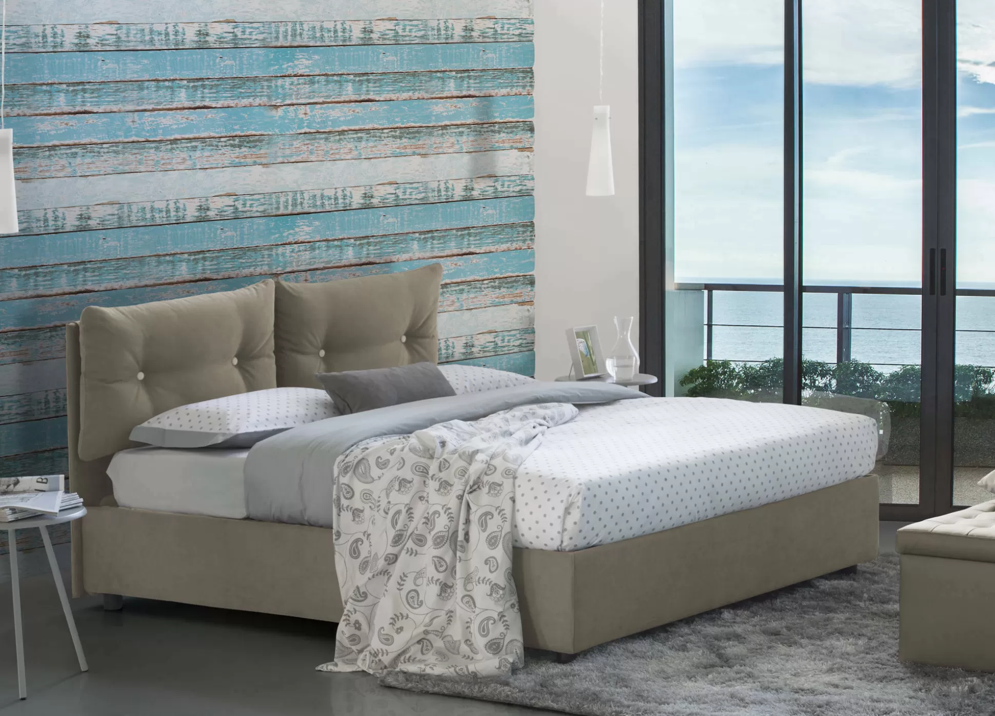 Dmora Letti Matrimoniali<Letto matrimoniale Abbaione, adatto per materasso Cm 160x190,
