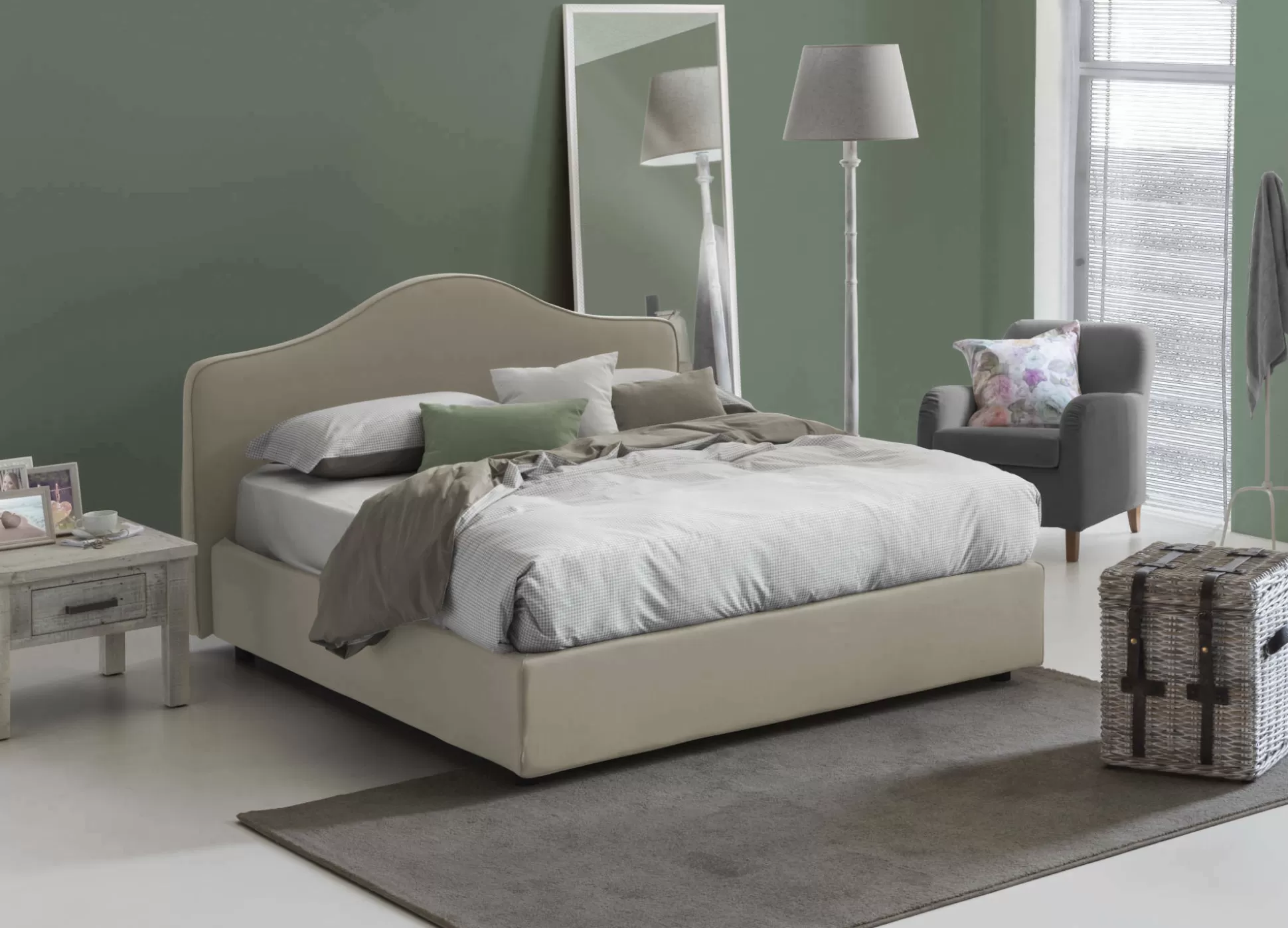 Dmora Letti Matrimoniali<Letto matrimoniale Abigael, adatto per materasso Cm 160x190,