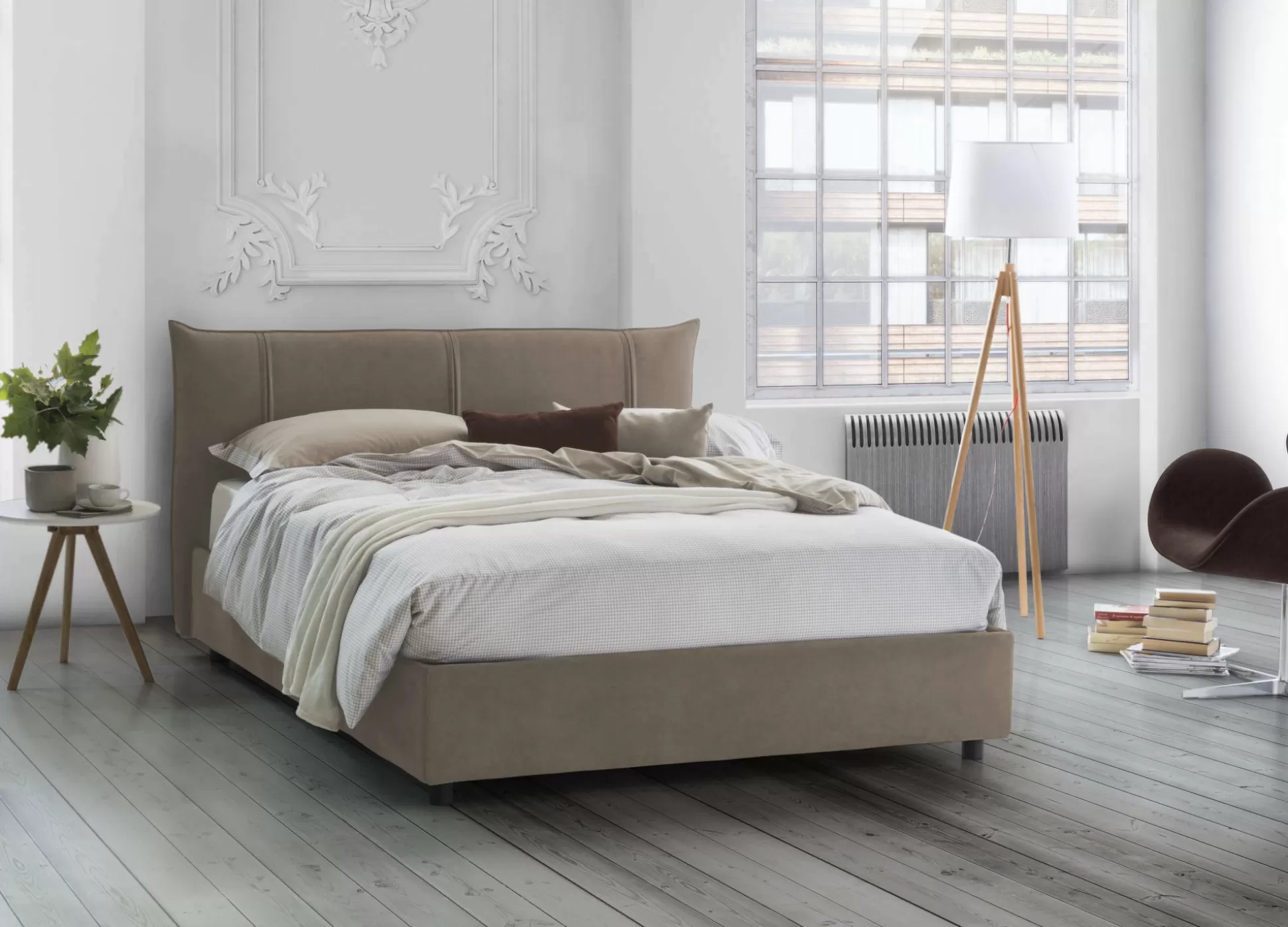 Dmora Letti Matrimoniali<Letto matrimoniale Akasha, adatto per materasso 160x190 cm,