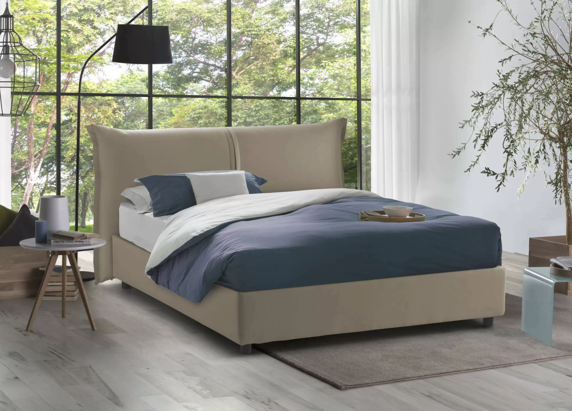 Dmora Letti Matrimoniali<Letto matrimoniale Akio, con materasso 160x190 Cm incluso,