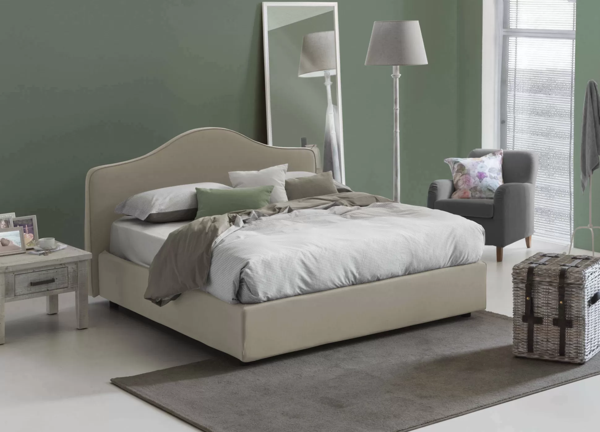 Dmora Letti Matrimoniali<Letto matrimoniale Akym, con materasso Cm 160x190 incluso,