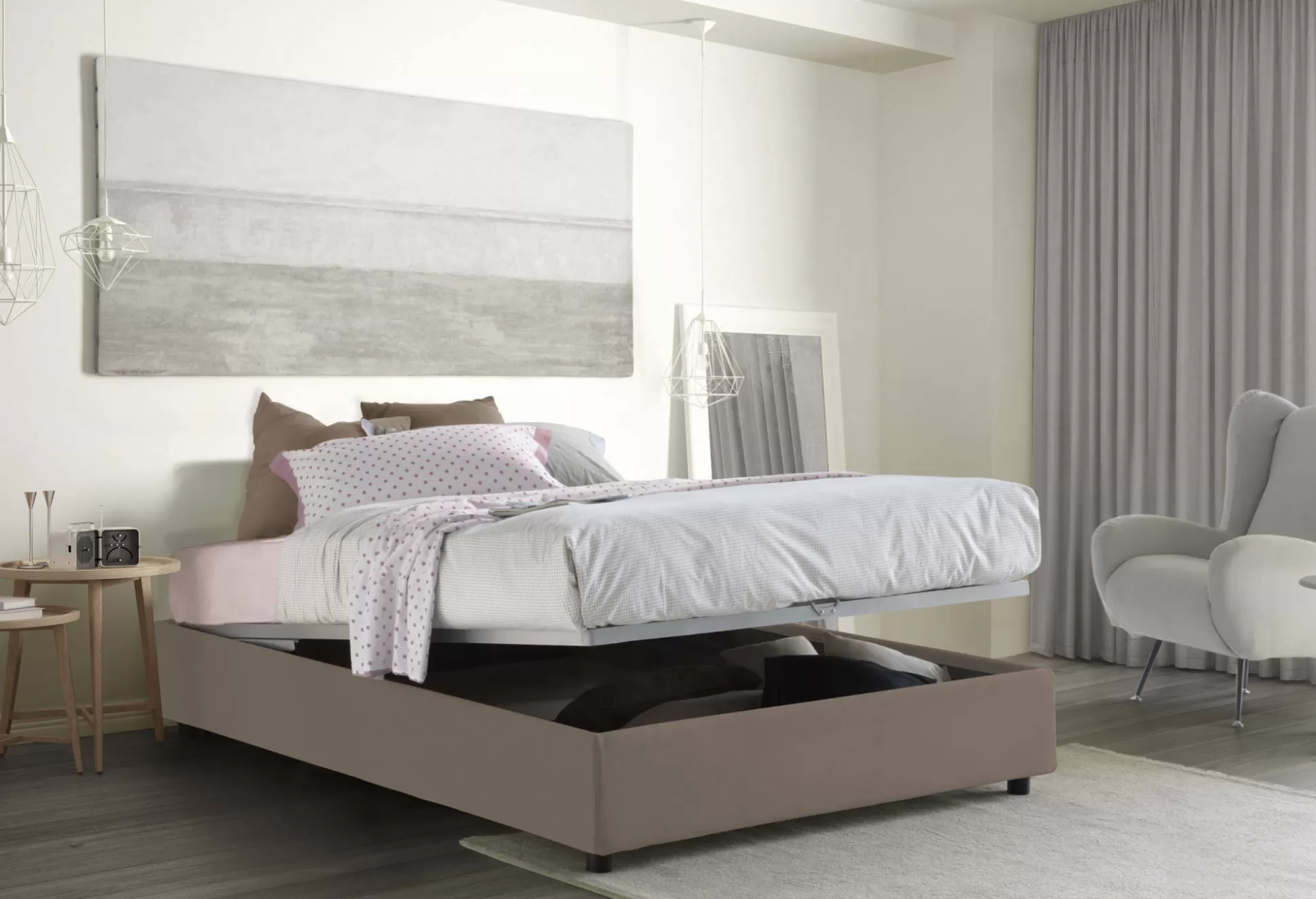 Dmora Letti Matrimoniali<Letto matrimoniale Alaska, adatto per materasso Cm 160x200,