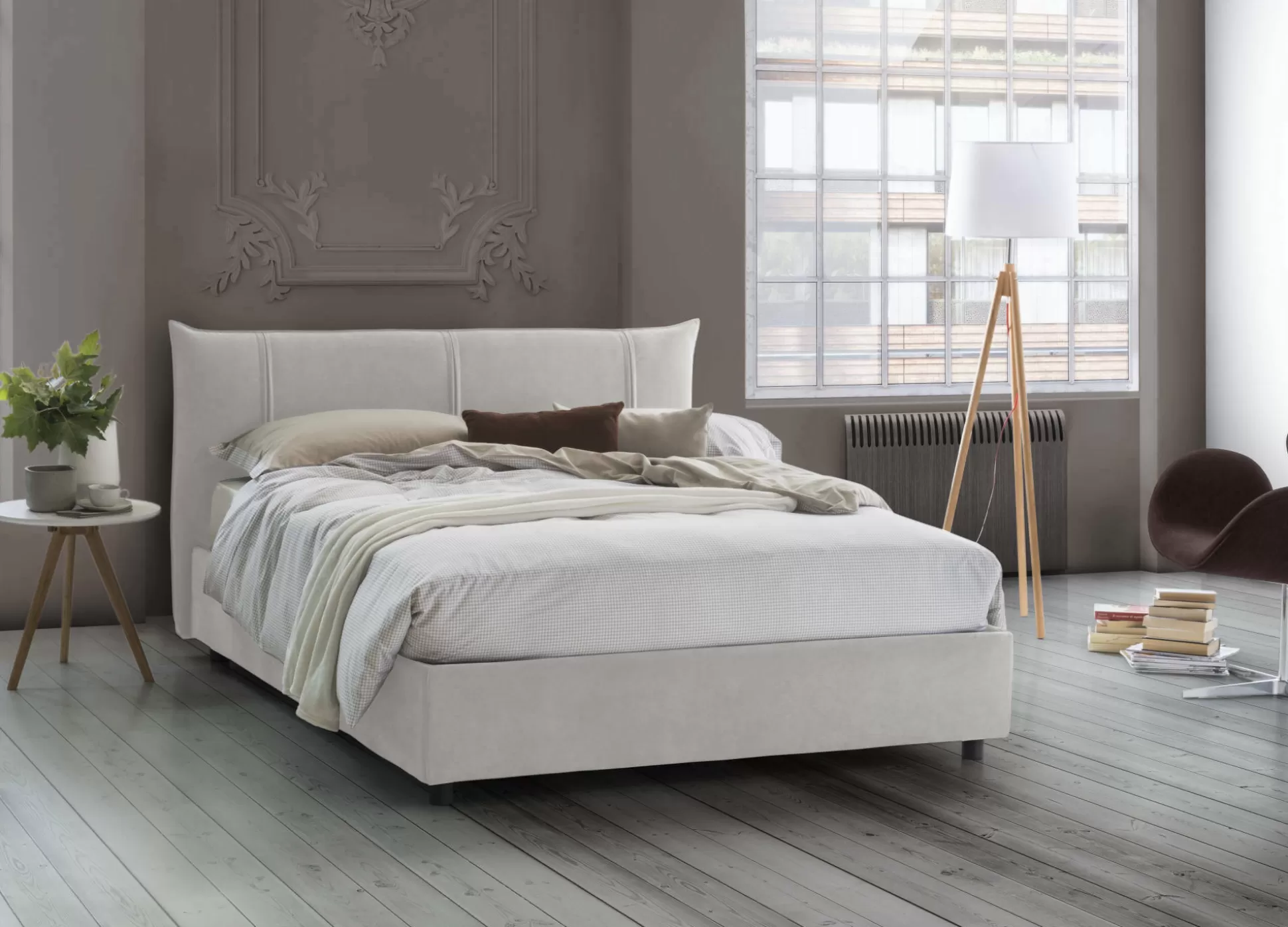 Dmora Letti Matrimoniali<Letto matrimoniale Ambassador, adatto per materasso Cm 160x200,