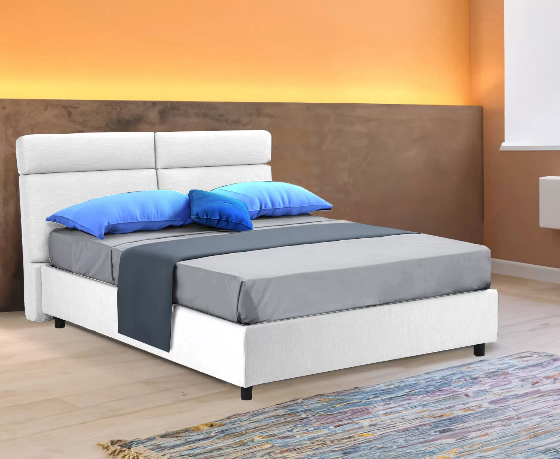 Dmora Letti Matrimoniali<Letto matrimoniale Ator, Adatto a materasso Cm 160x200,