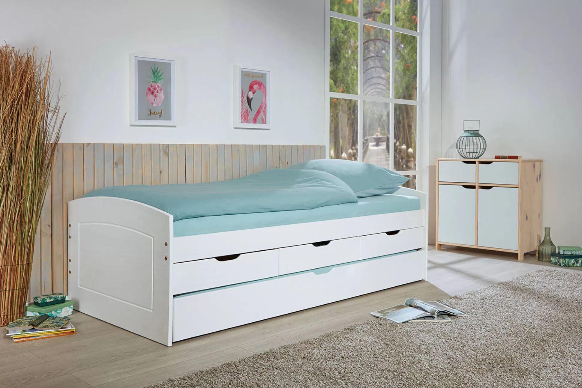 Dmora Letti Matrimoniali<Letto matrimoniale Bayreuth, Sommier per camera da letto, Giroletto per stanza, Struttura porta materasso, 205x63 h98 cm,