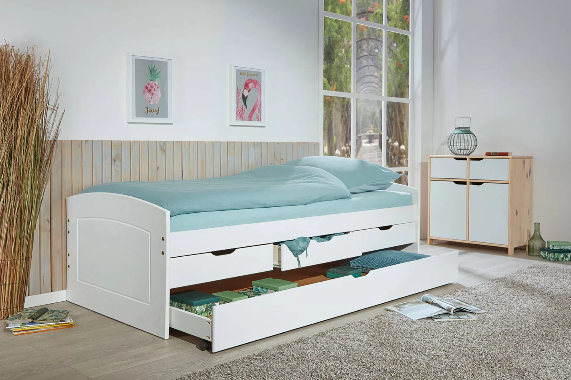 Dmora Letti Matrimoniali<Letto matrimoniale Bayreuth, Sommier per camera da letto, Giroletto per stanza, Struttura porta materasso, 205x63 h98 cm,