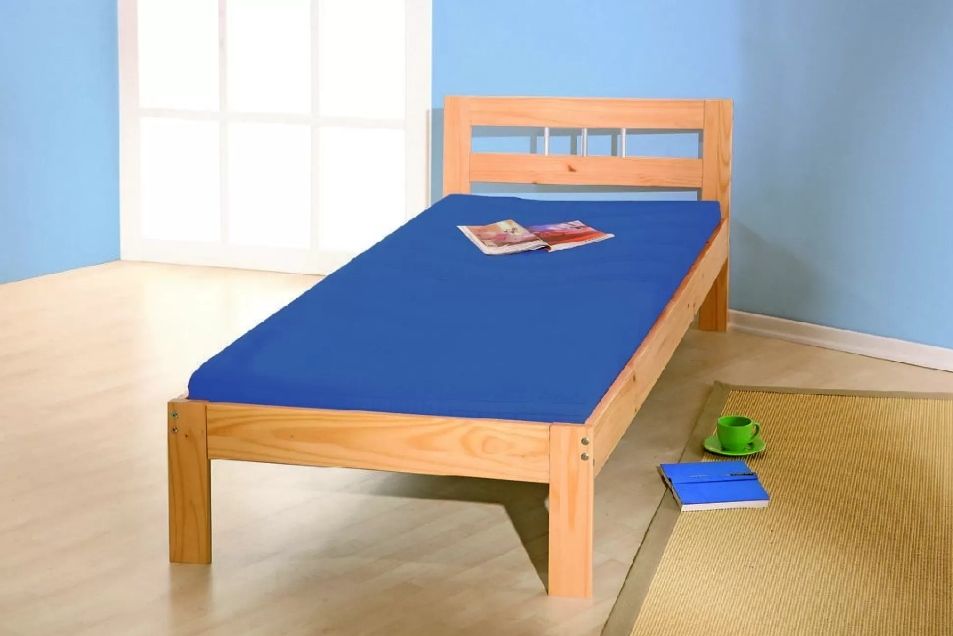 Dmora Letti Matrimoniali<Letto matrimoniale Jena, Sommier per camera da letto, Giroletto per stanza, Struttura porta materasso, 195x145 h72 cm,
