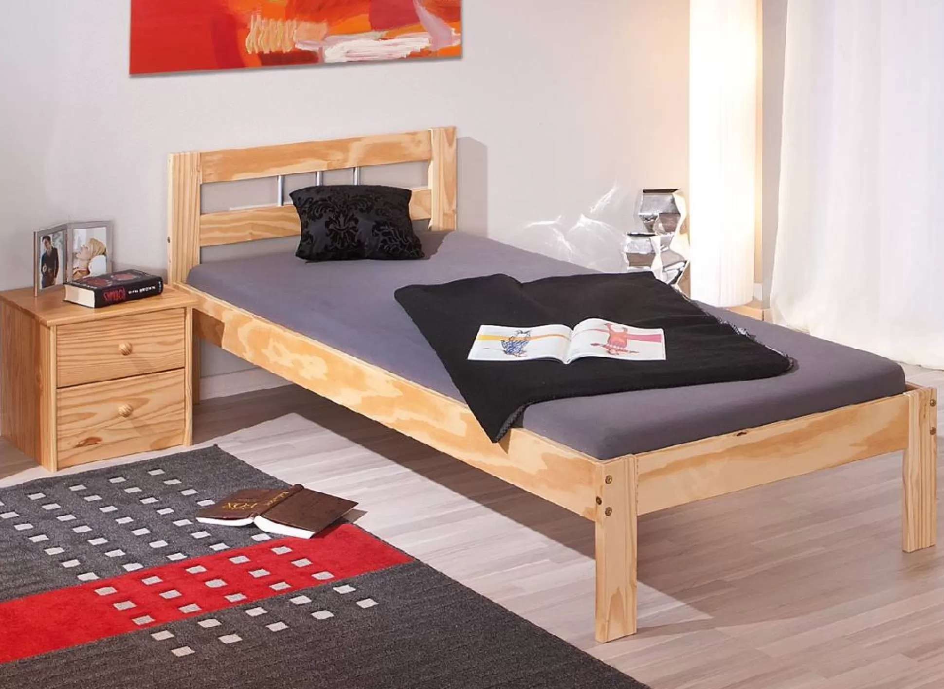 Dmora Letti Matrimoniali<Letto matrimoniale Jena, Sommier per camera da letto, Giroletto per stanza, Struttura porta materasso, 195x145 h72 cm,