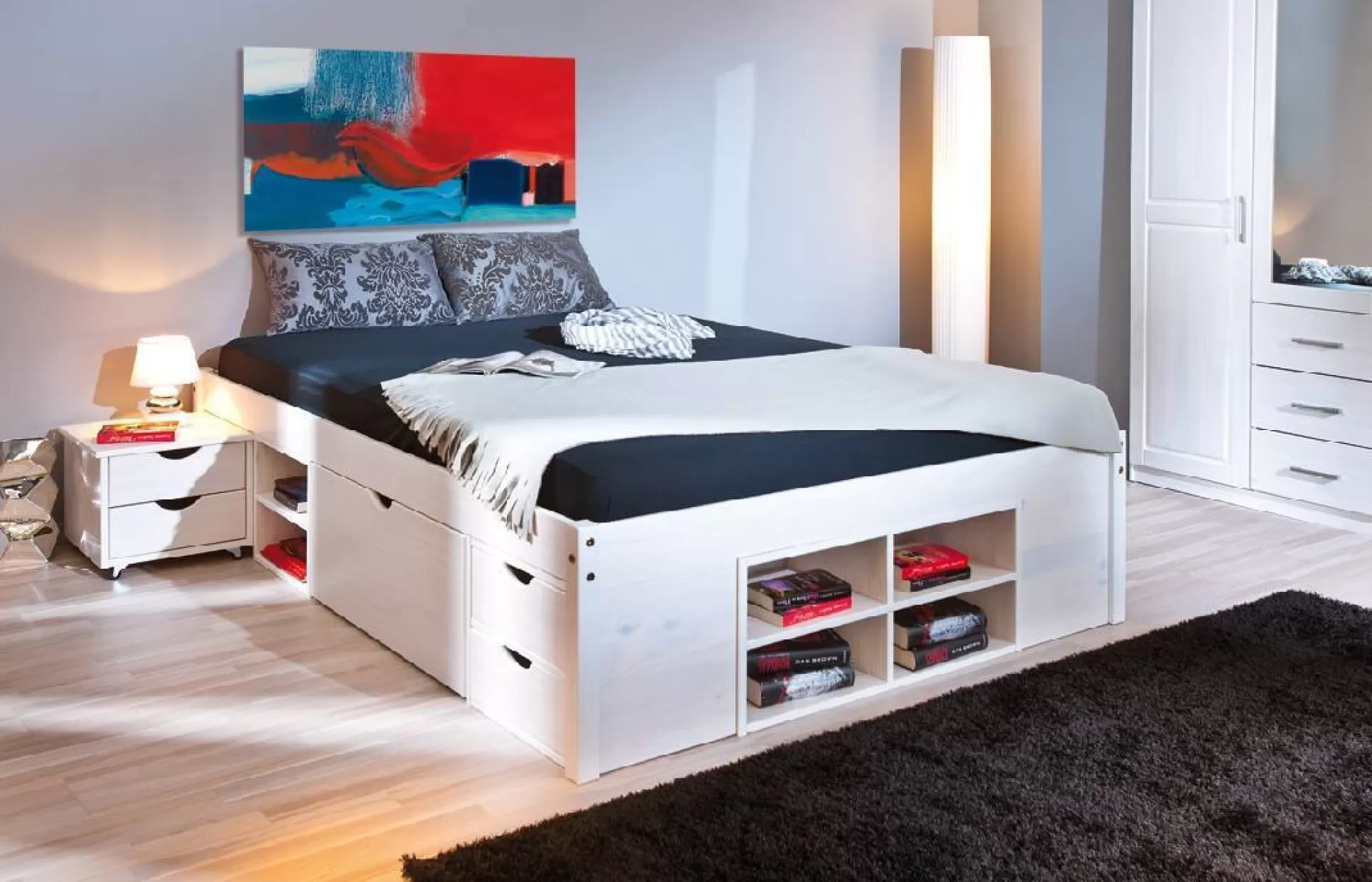Dmora Letti Matrimoniali<Letto matrimoniale Konstanz, Sommier per camera da letto, Giroletto per stanza, Struttura porta materasso, 146x196 h48 cm,