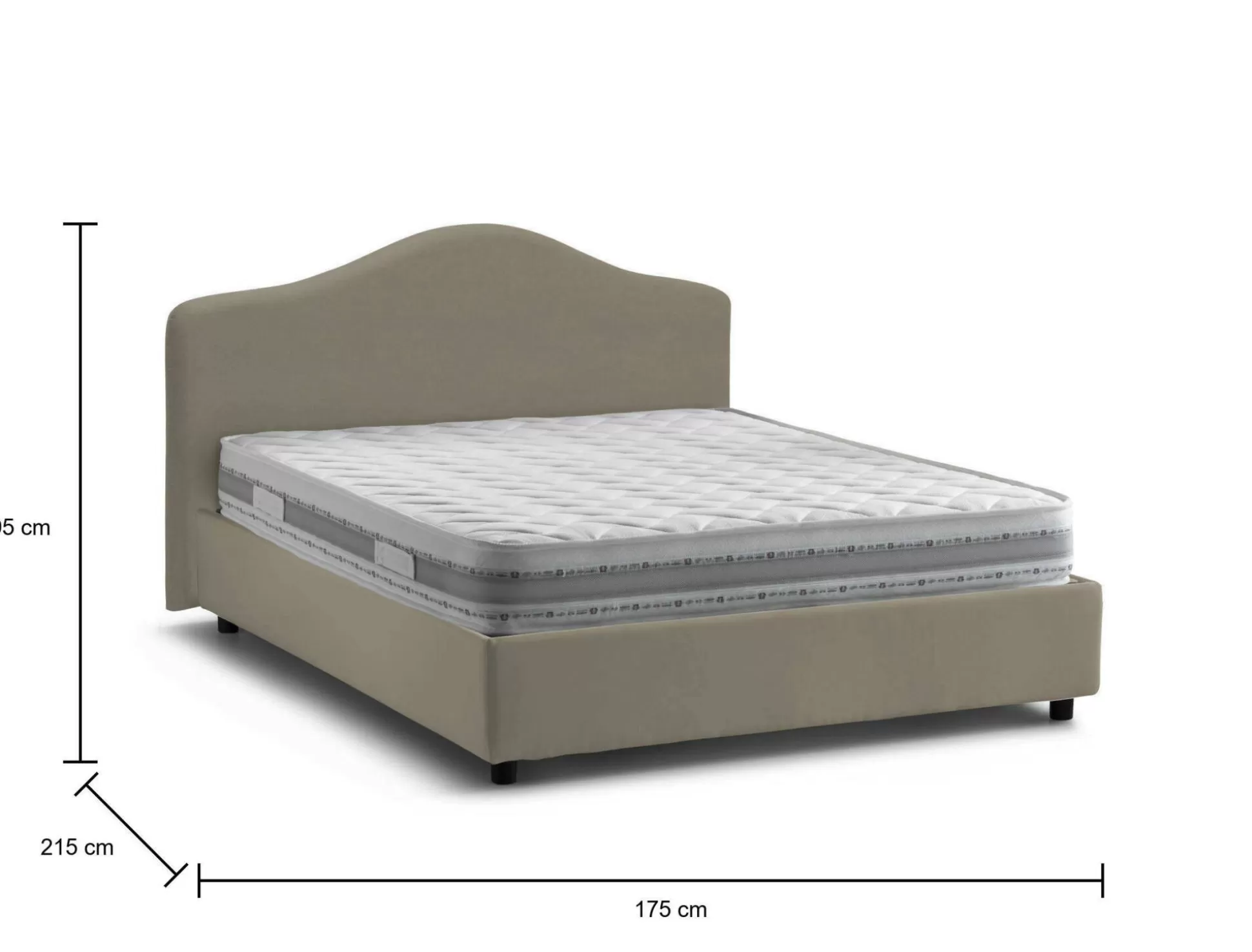 Dmora Letti Matrimoniali<Letto matrimoniale Verdite, con materasso Cm 160x200 incluso,