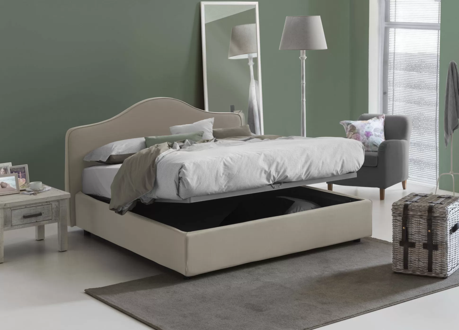 Dmora Letti Matrimoniali<Letto matrimoniale Verdite, con materasso Cm 160x200 incluso,