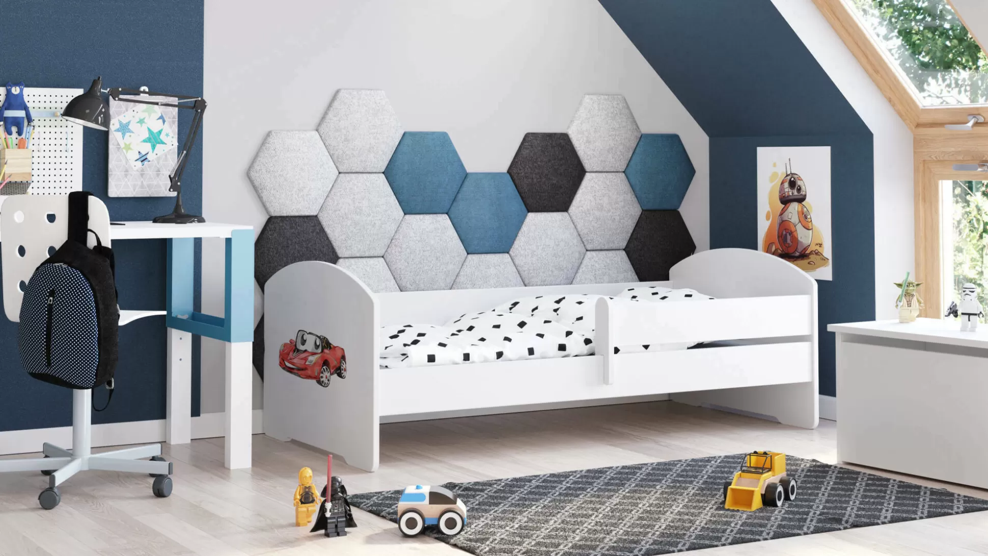 Dmora Letti Singoli<Letto per bambini Debby, 77x144 h56 cm, con macchina