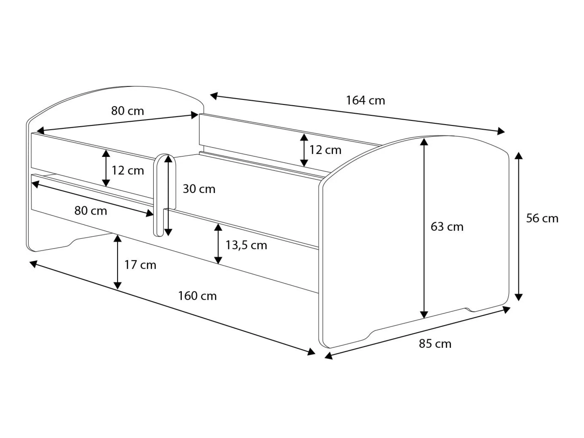 Dmora Letti Singoli<Letto per bambini Gorio, 85x164 h63 cm, con Fatina