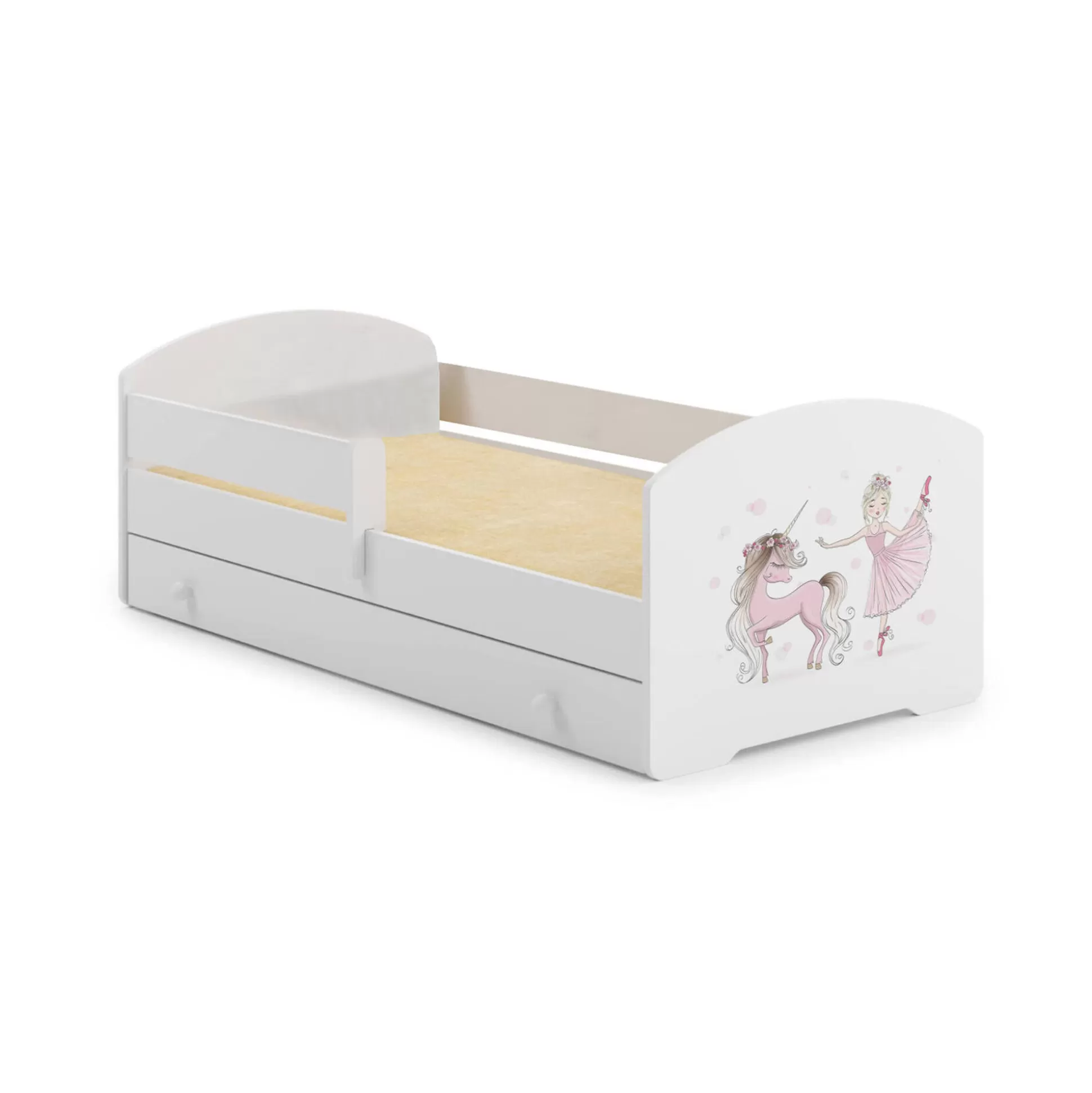 Dmora Letti Singoli<Letto per bambini Gorio, 85x164 h63 cm, con unicorno