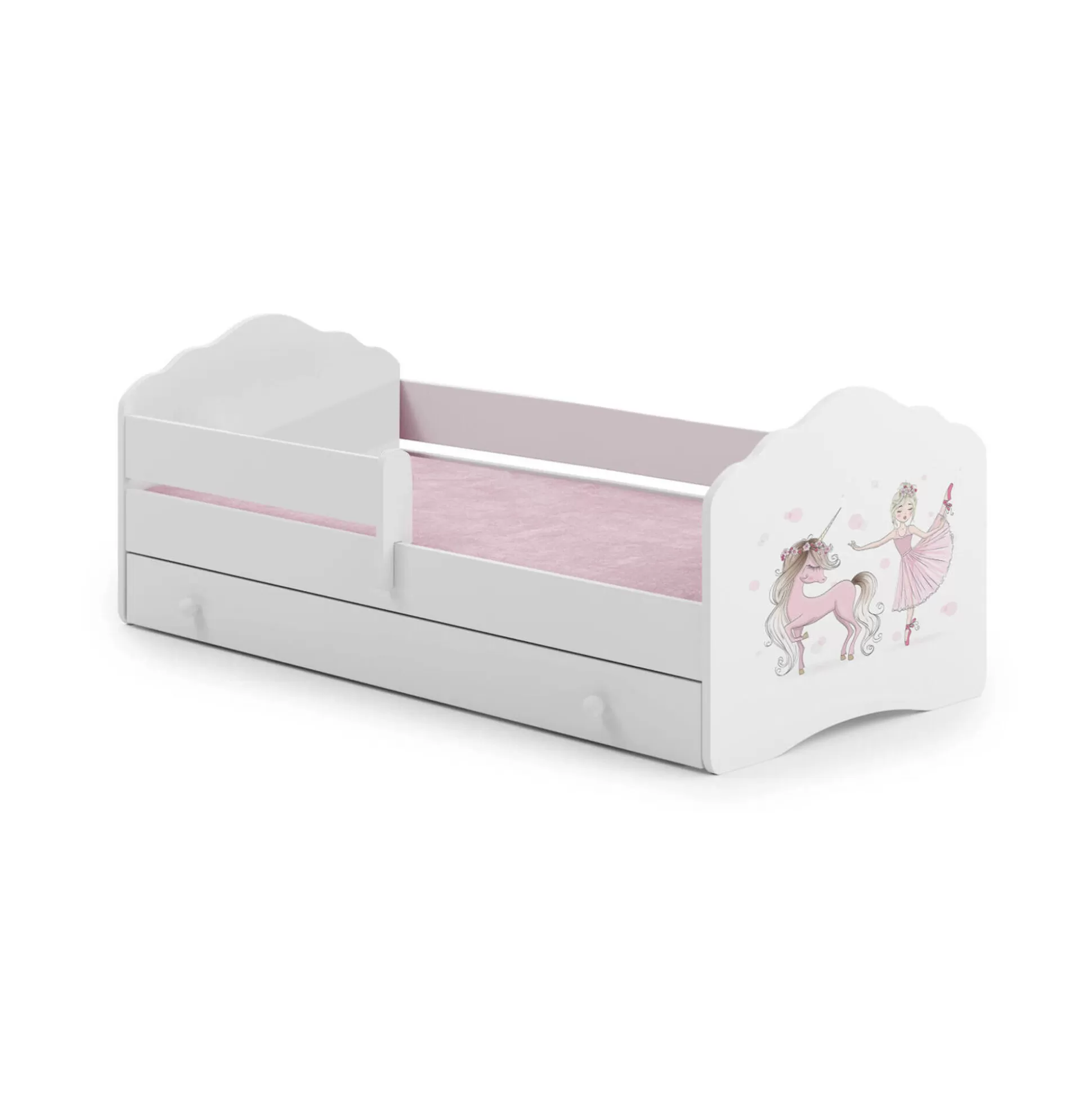Dmora Letti Singoli<Letto per bambini Hagibis, 78x144 h65 cm, con unicorno