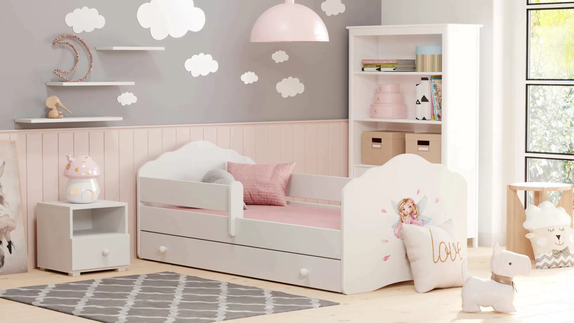Dmora Letti Singoli<Letto per bambini Rene, 85x164 h63 cm, con fatina