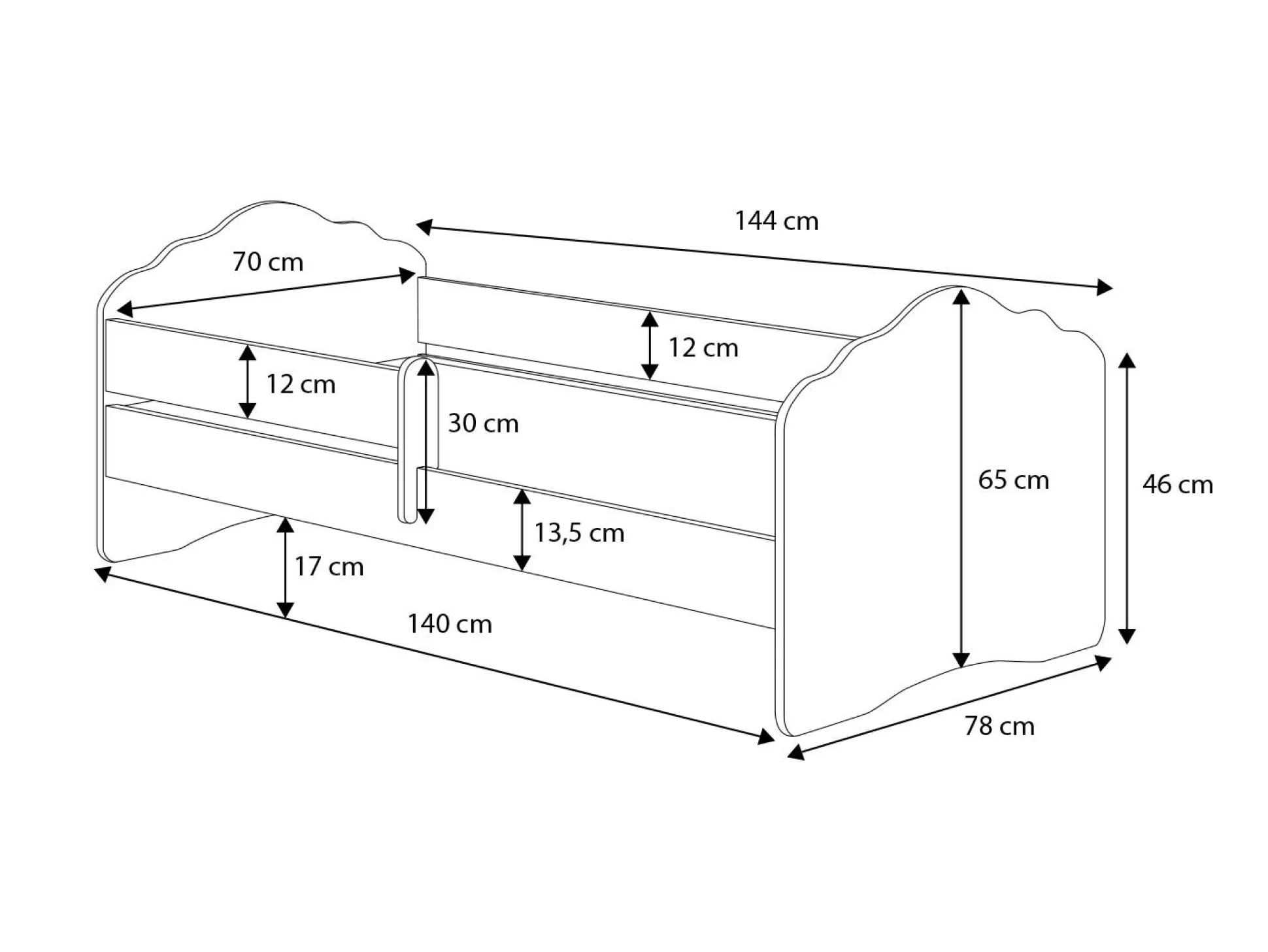 Dmora Letti Singoli<Letto per bambini Seymour, 78x144 h65 cm, con Fatina