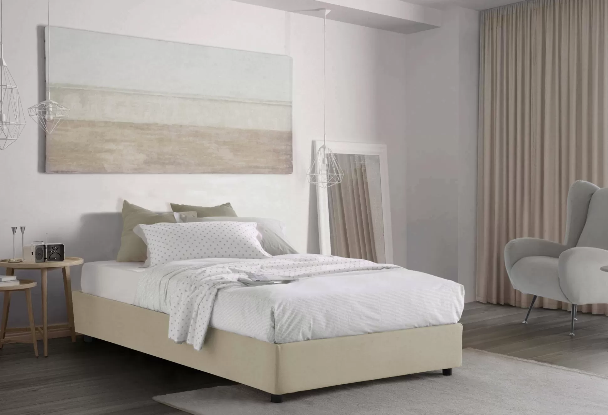 Dmora Letti Piazza E Mezza<Letto piazza e mezza Aftis, con materasso Cm 120x190 incluso,