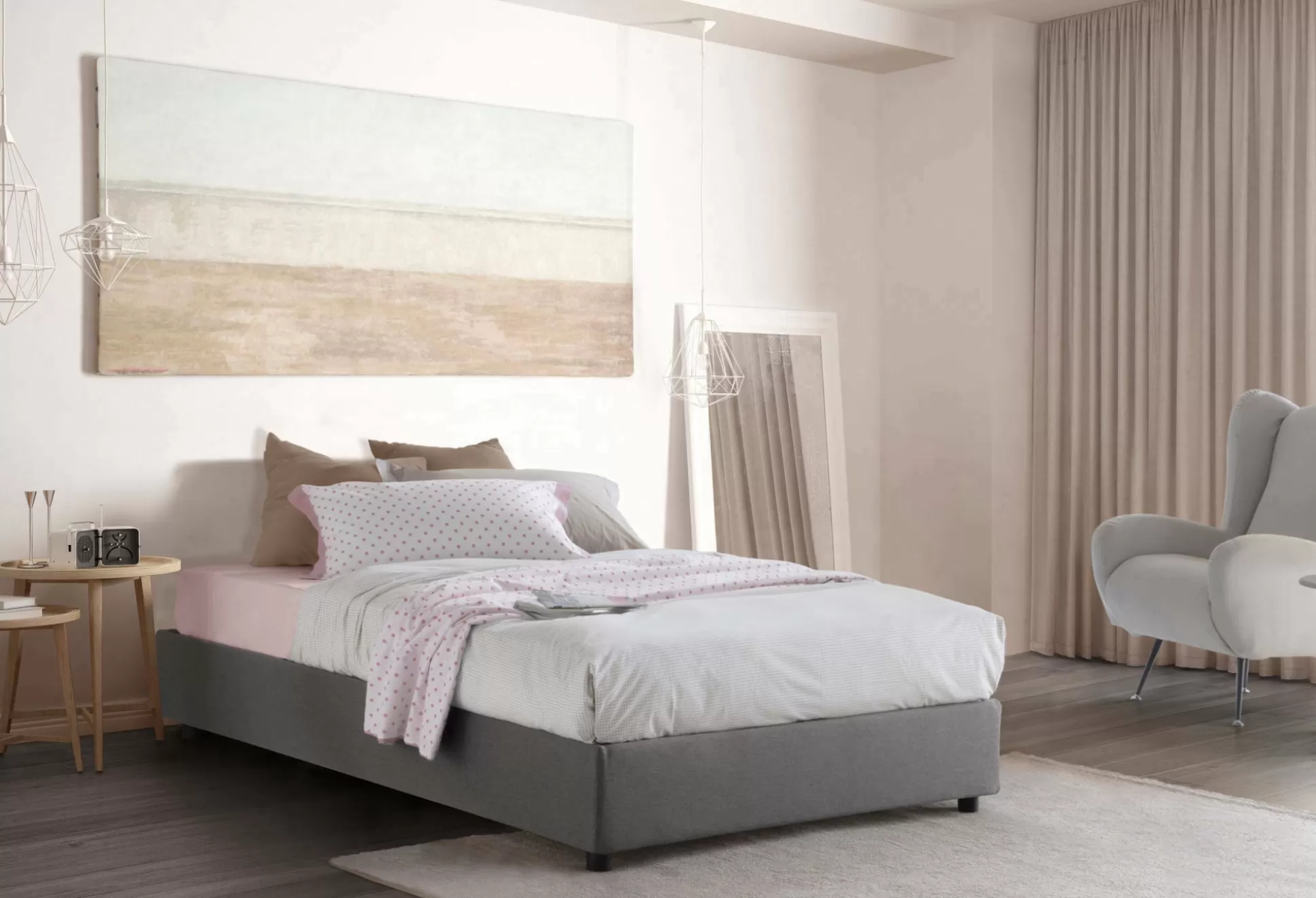 Dmora Letti Piazza E Mezza<Letto piazza e mezza Aftis, con materasso Cm 120x190 incluso,