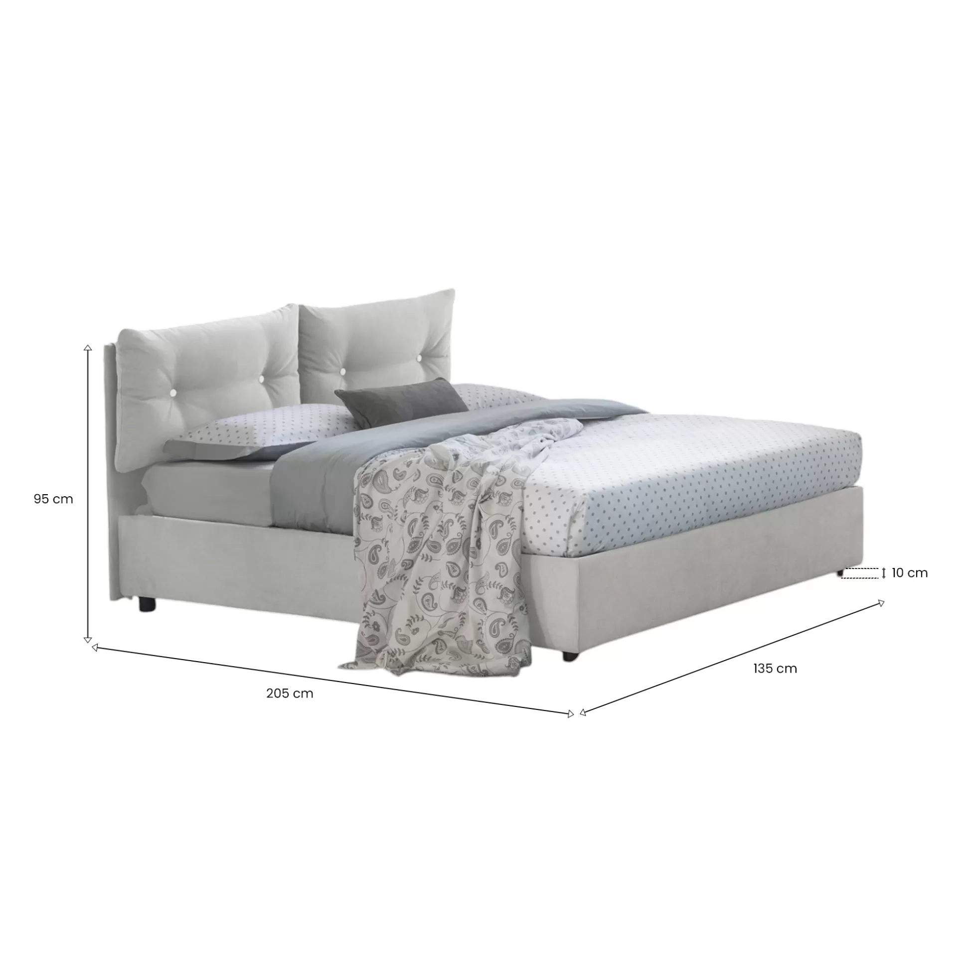 Dmora Letti Piazza E Mezza<Letto piazza e mezza Agamennone, adatto per materasso Cm 120x190,