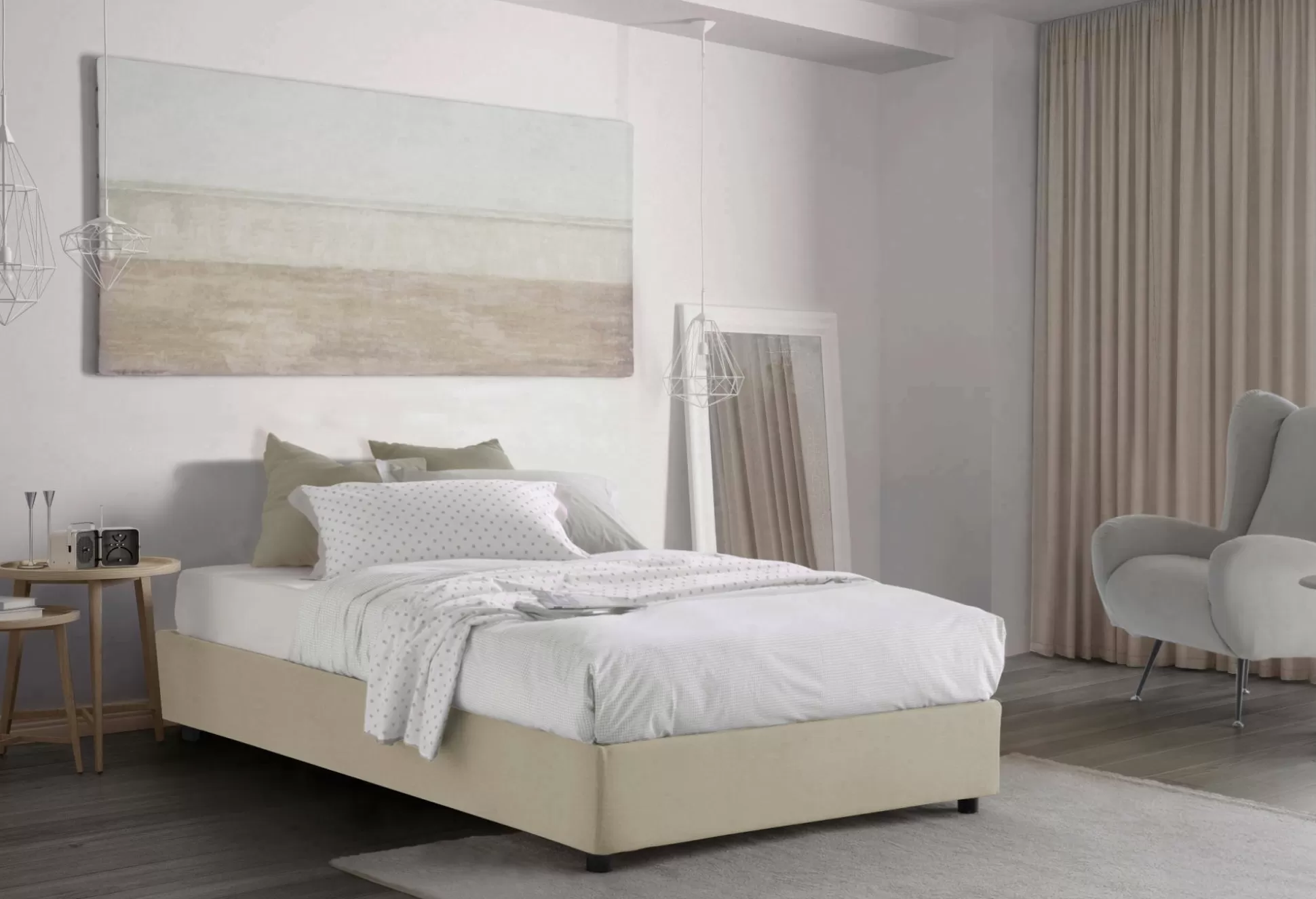 Dmora Letti Piazza E Mezza<Letto piazza e mezza Ariba, adatto per materasso Cm 120x190,