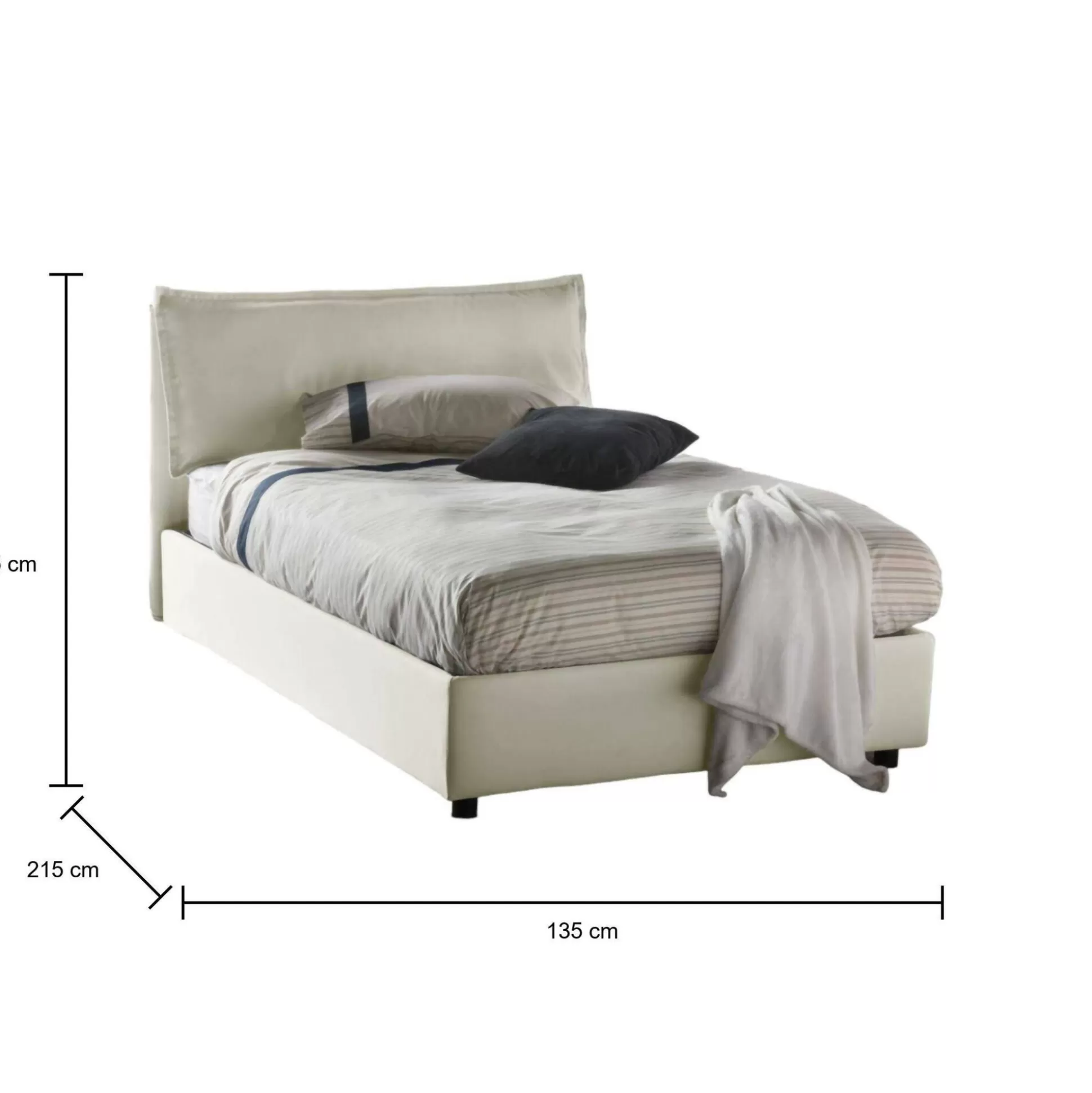 Dmora Letti Piazza E Mezza<Letto piazza e mezza Arnaldo, adatto per materasso Cm 120x200,