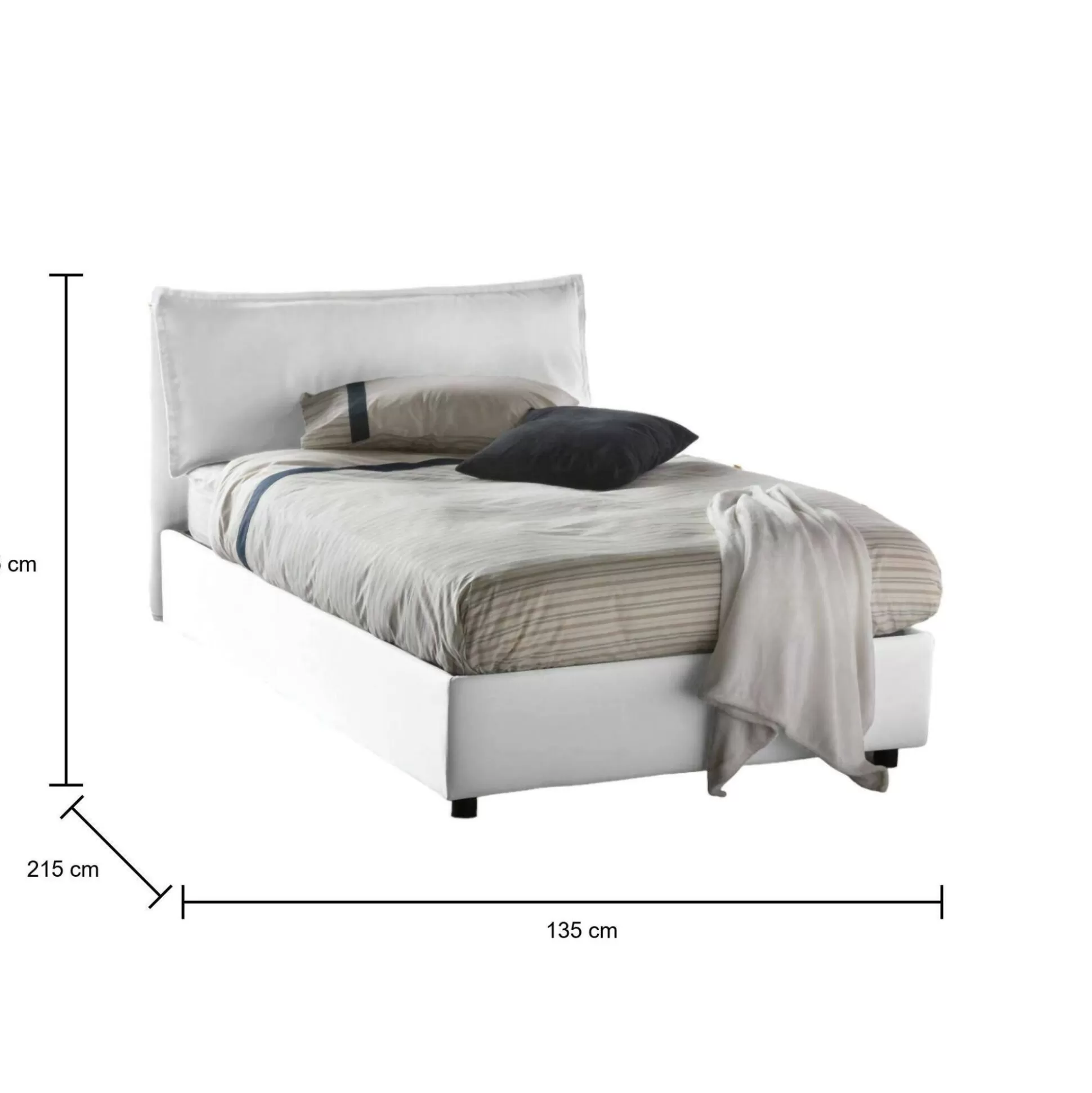 Dmora Letti Piazza E Mezza<Letto piazza e mezza Arnaldo, adatto per materasso Cm 120x200,