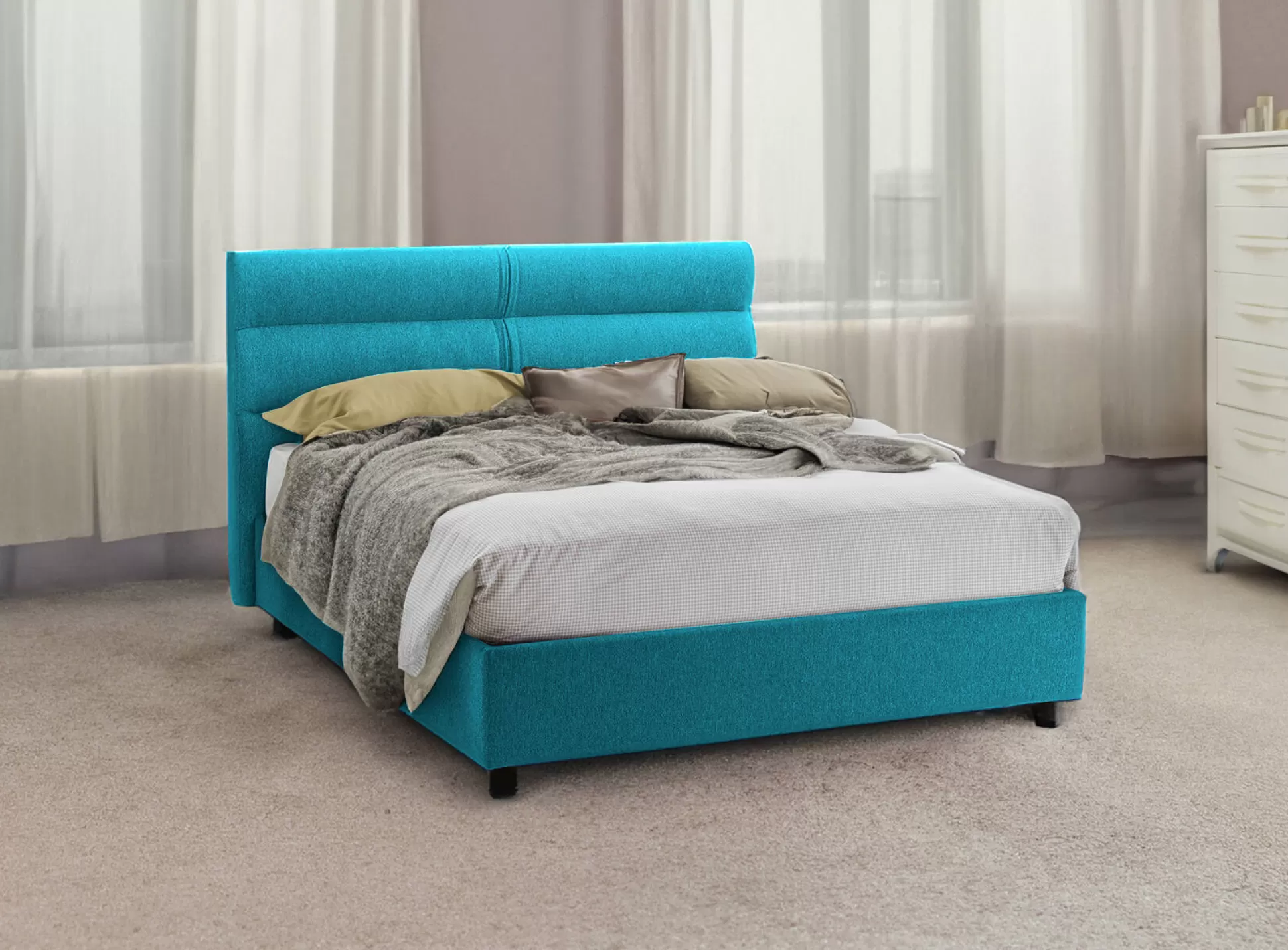 Dmora Letti Piazza E Mezza<Letto piazza e mezza Brinzio, Con materasso Cm 120x200 incluso,