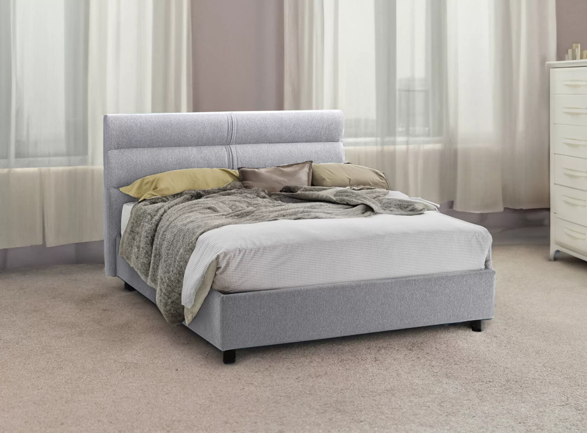 Dmora Letti Piazza E Mezza<Letto piazza e mezza Brinzio, Con materasso Cm 120x200 incluso,