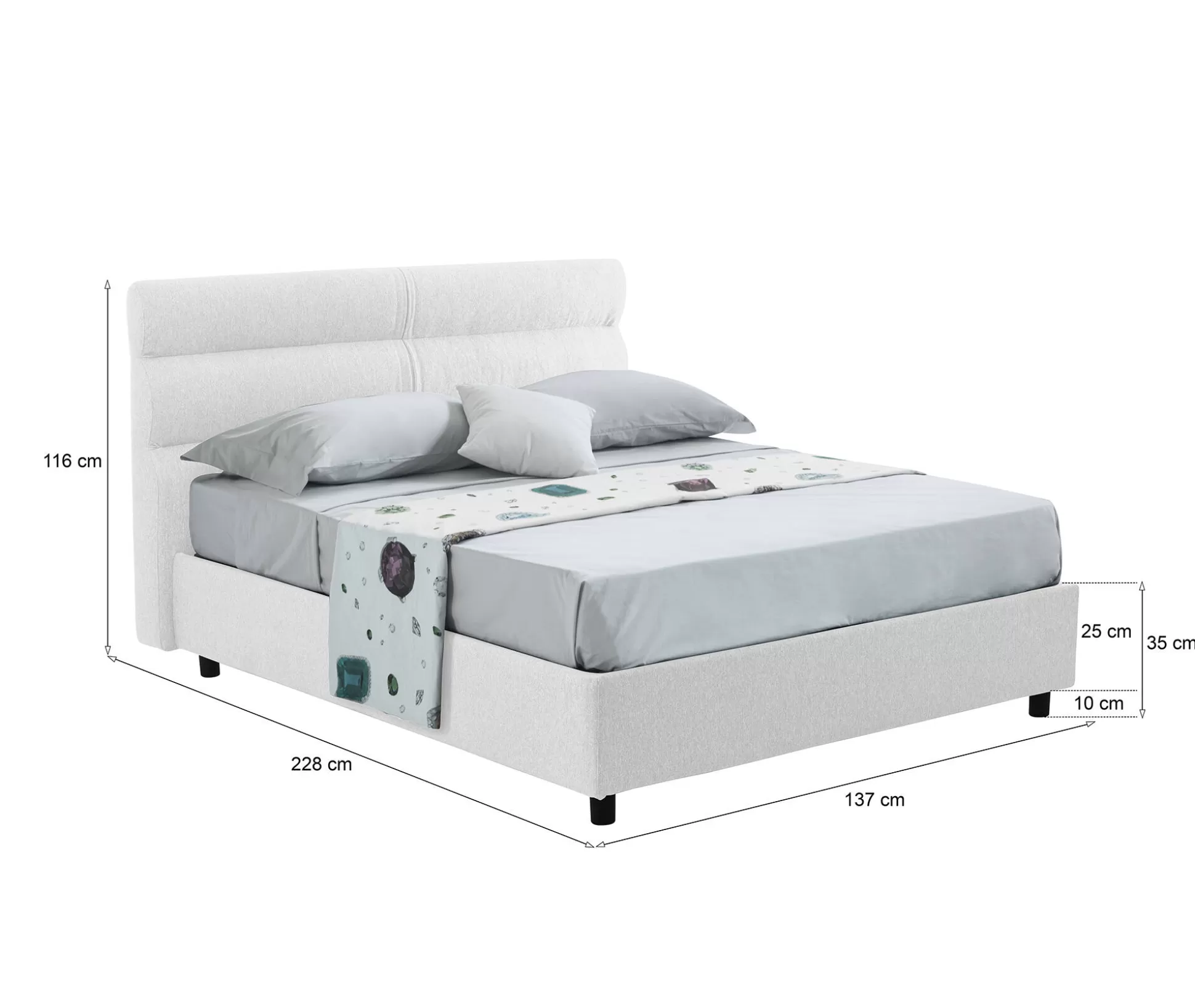 Dmora Letti Piazza E Mezza<Letto piazza e mezza Briona, Adatto a materasso Cm 120x200,