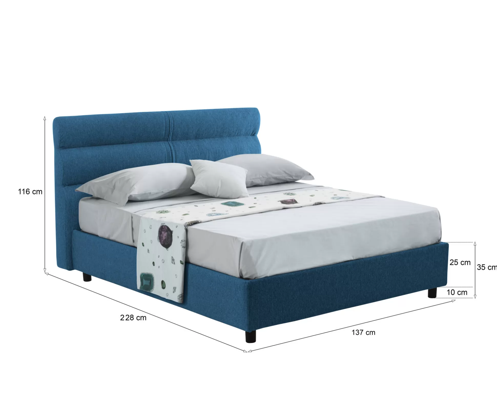 Dmora Letti Piazza E Mezza<Letto piazza e mezza Briona, Adatto a materasso Cm 120x200,