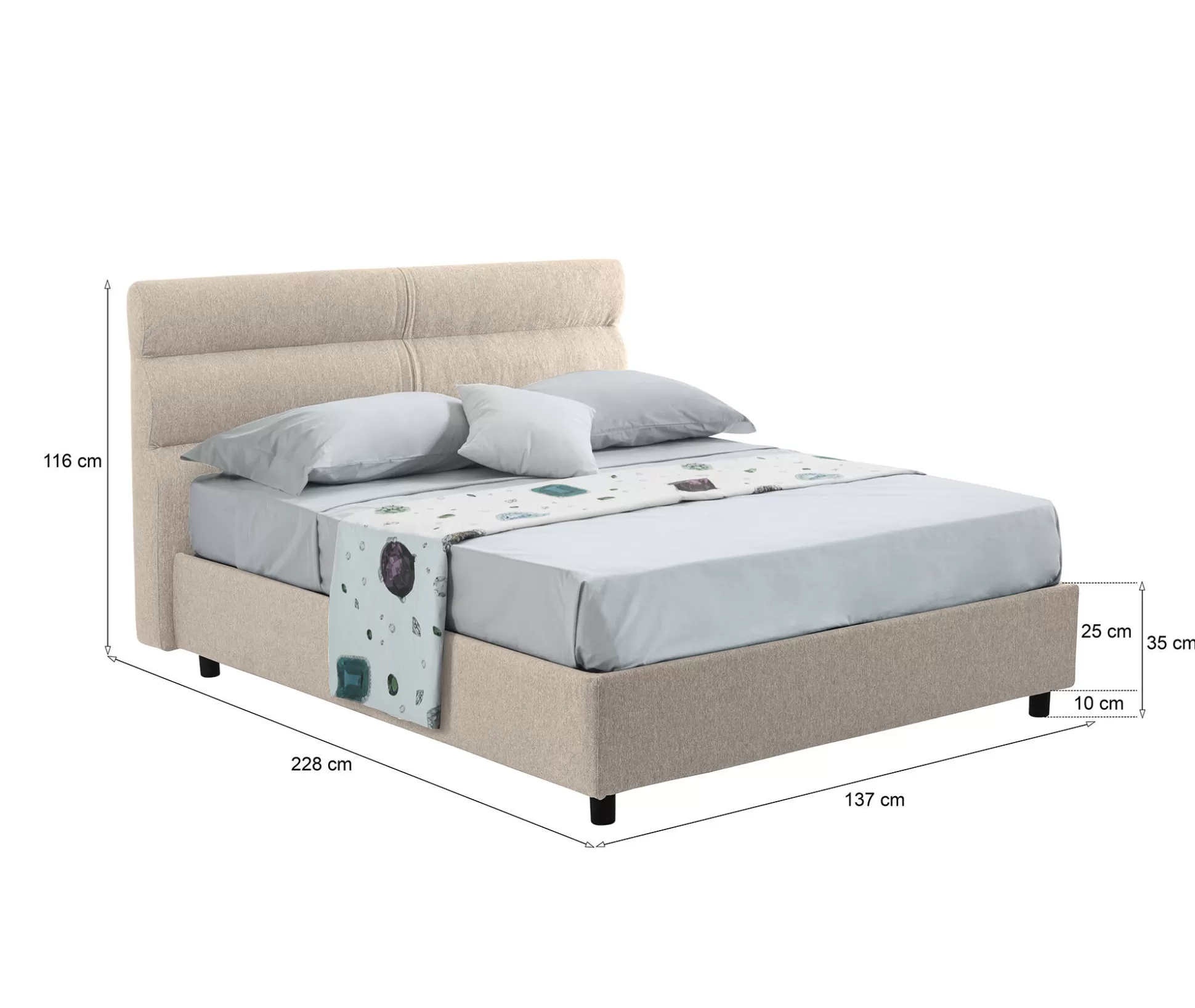 Dmora Letti Piazza E Mezza<Letto piazza e mezza Briona, Adatto a materasso Cm 120x200,
