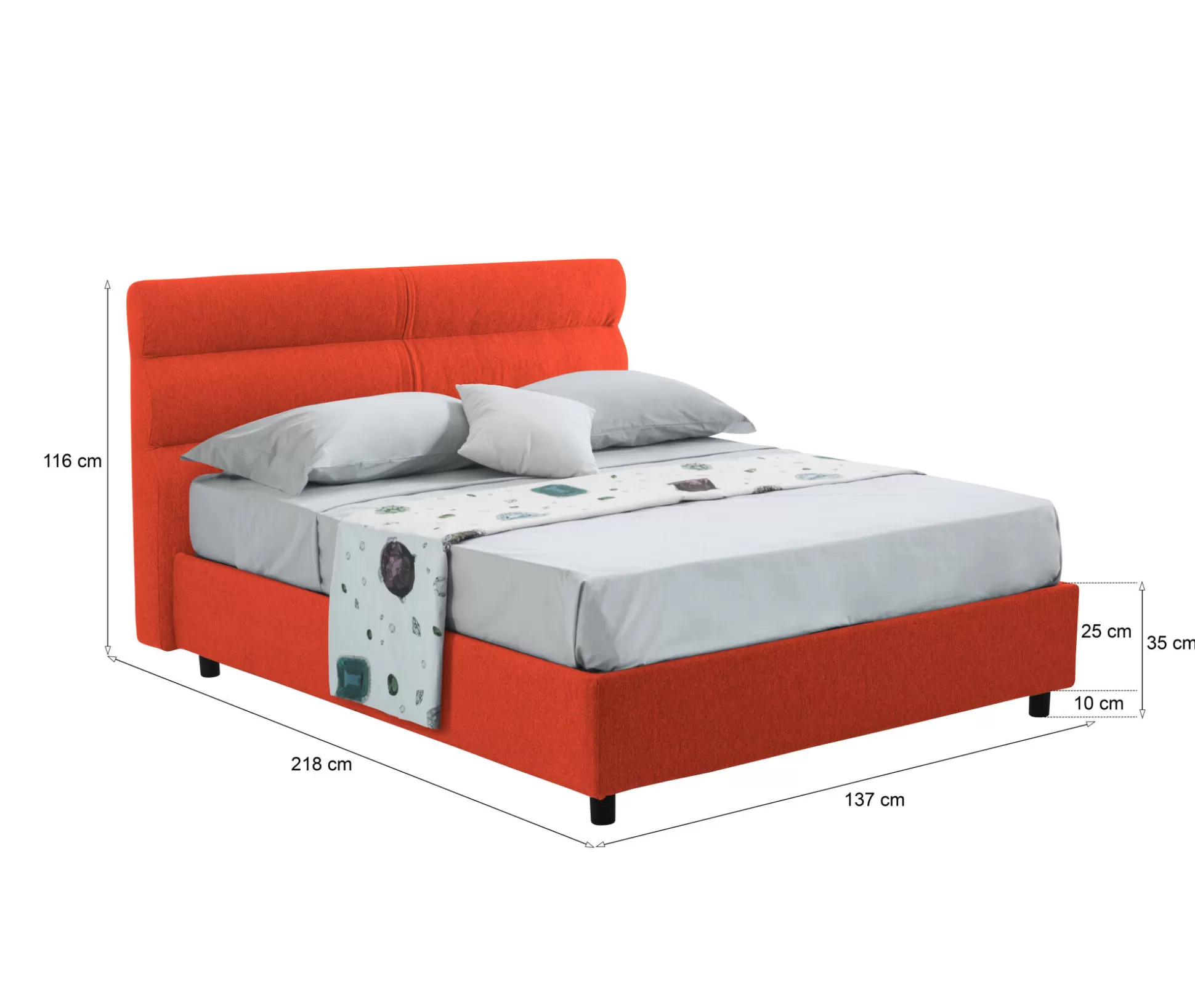 Dmora Letti Piazza E Mezza<Letto piazza e mezza Brivio, Adatto a materasso Cm 120x190,